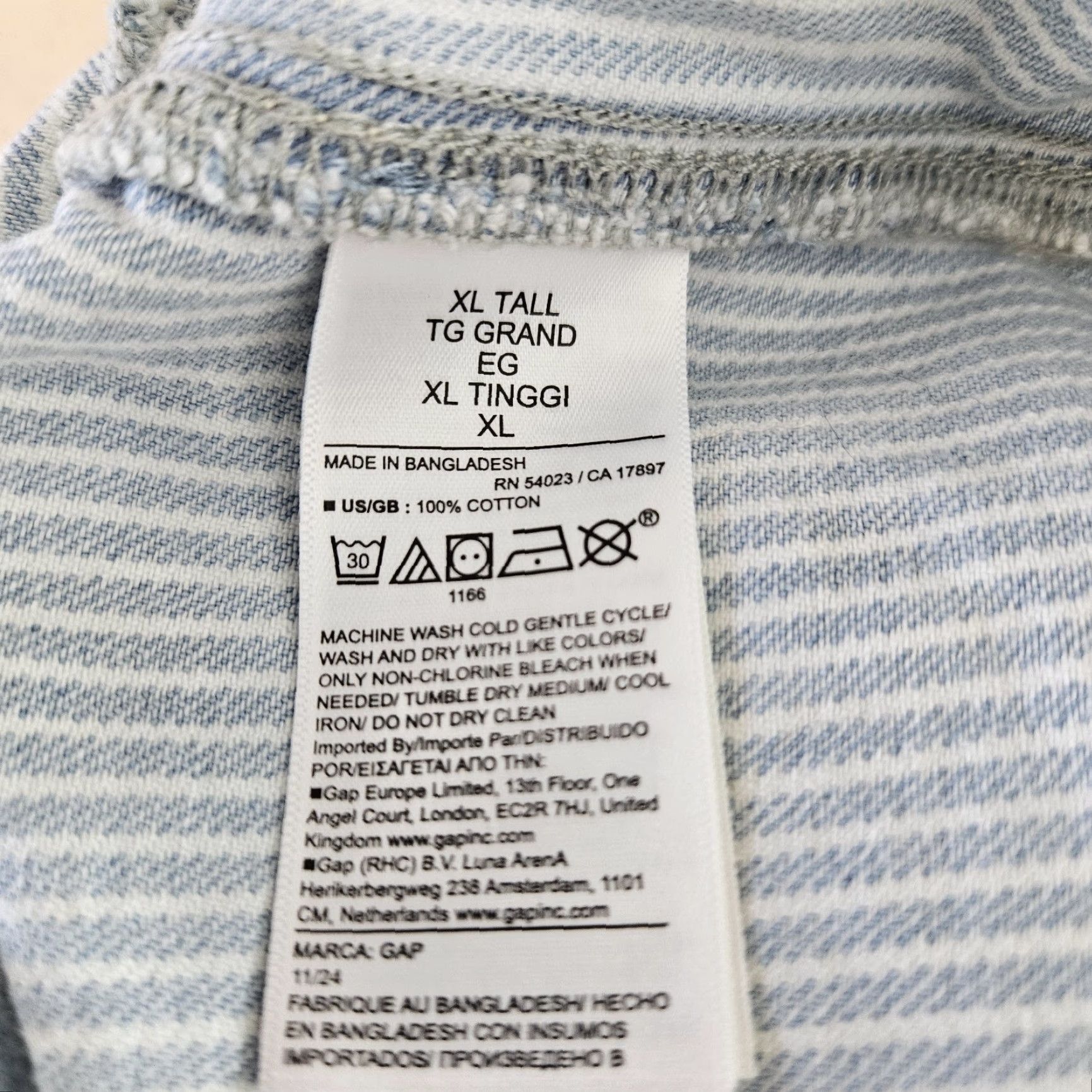Gap Gap Womens Easy Denim Boxer Shorts XL Tall Blue White Railroad Stripe Pull On Shirt Women XL Tall Blue Size 40" / US 18 - 3 Thumbnail