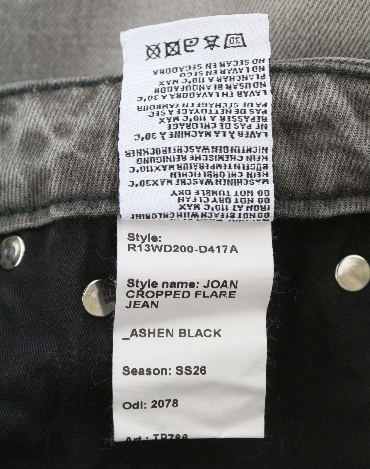 R13 JOAN CROPPED FLARE 24 Ashen Black Jeans 90043 Size 24" / US 00 / IT 34 - 9 Thumbnail