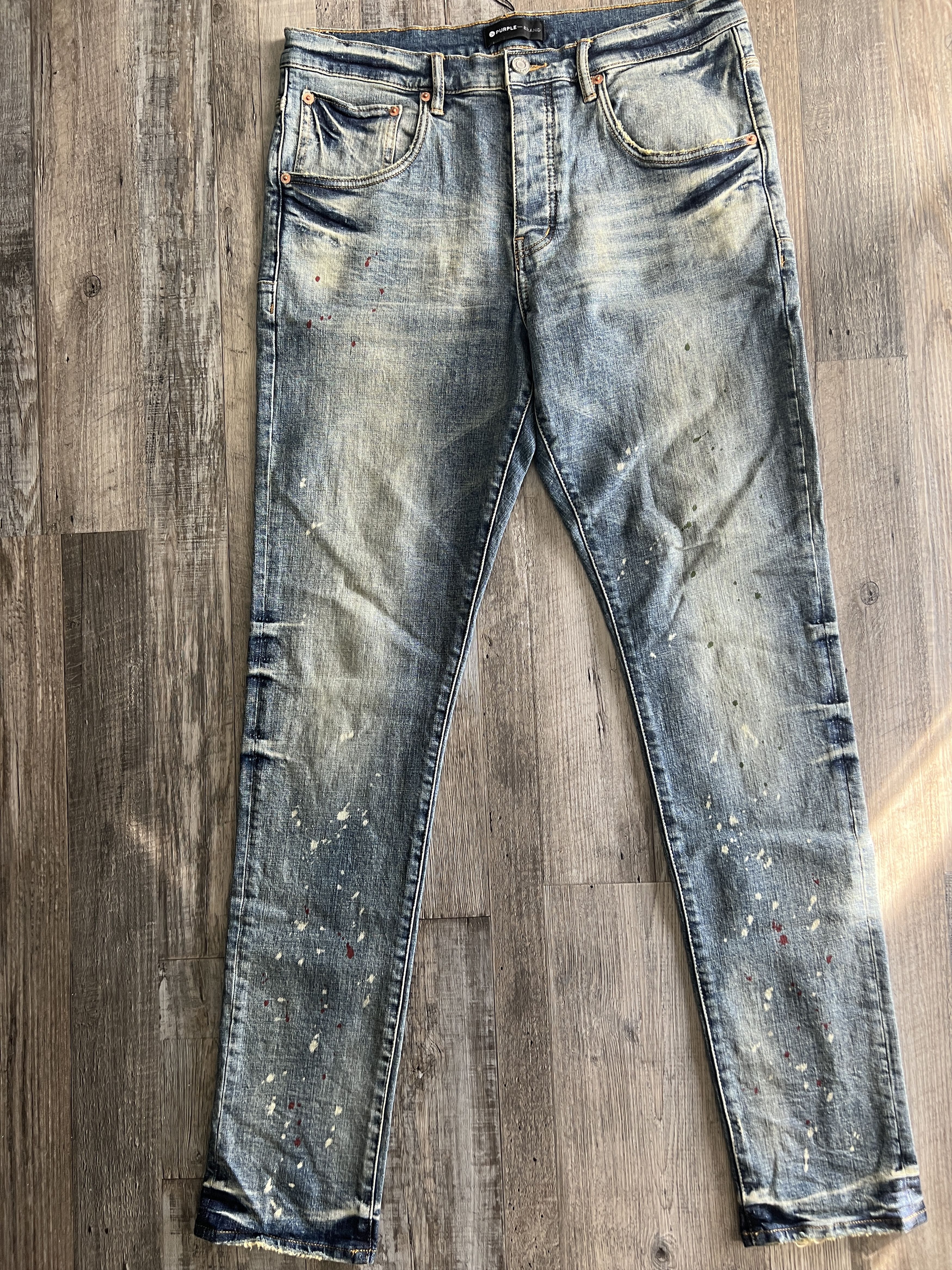 Purple Brand Purple Brand Paint Splatter Tapered Jeans Size US 34 / EU 50 - 1 Thumbnail