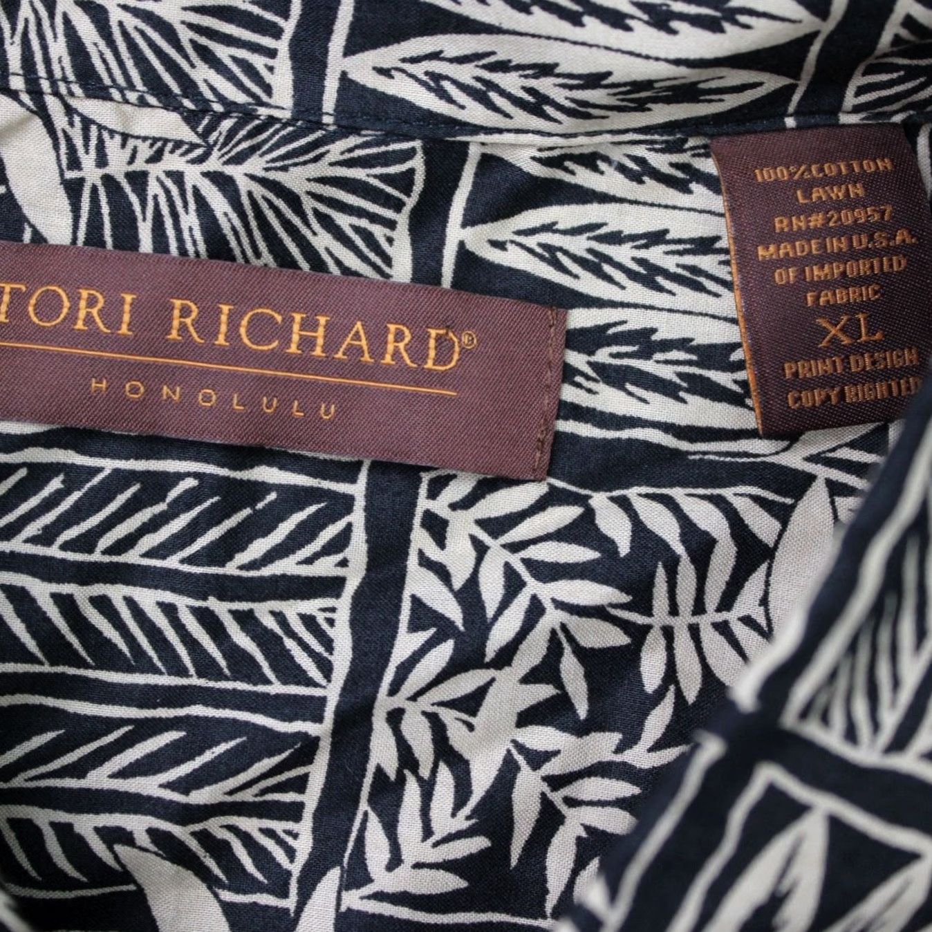 Tori Richard Tori Richard Shirt Mens 2XL XXL Black/Tan Floral 100% Cotton Lawn Short Sleeve Size US XXL / EU 58 / 5 - 6 Thumbnail