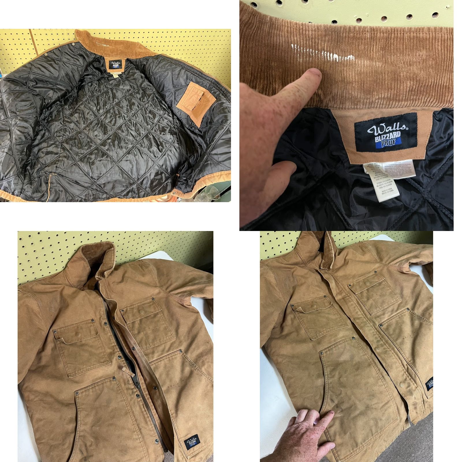 Walls VINTAGE Walls Blizzard Pruf Insulated Corduroy Cotton Work Jacket Large T Mens Jacket Camel Brown 90s Logo Pockets Full Zip Mid-Length Size US L / EU 52-54 / 3 - 8 Thumbnail