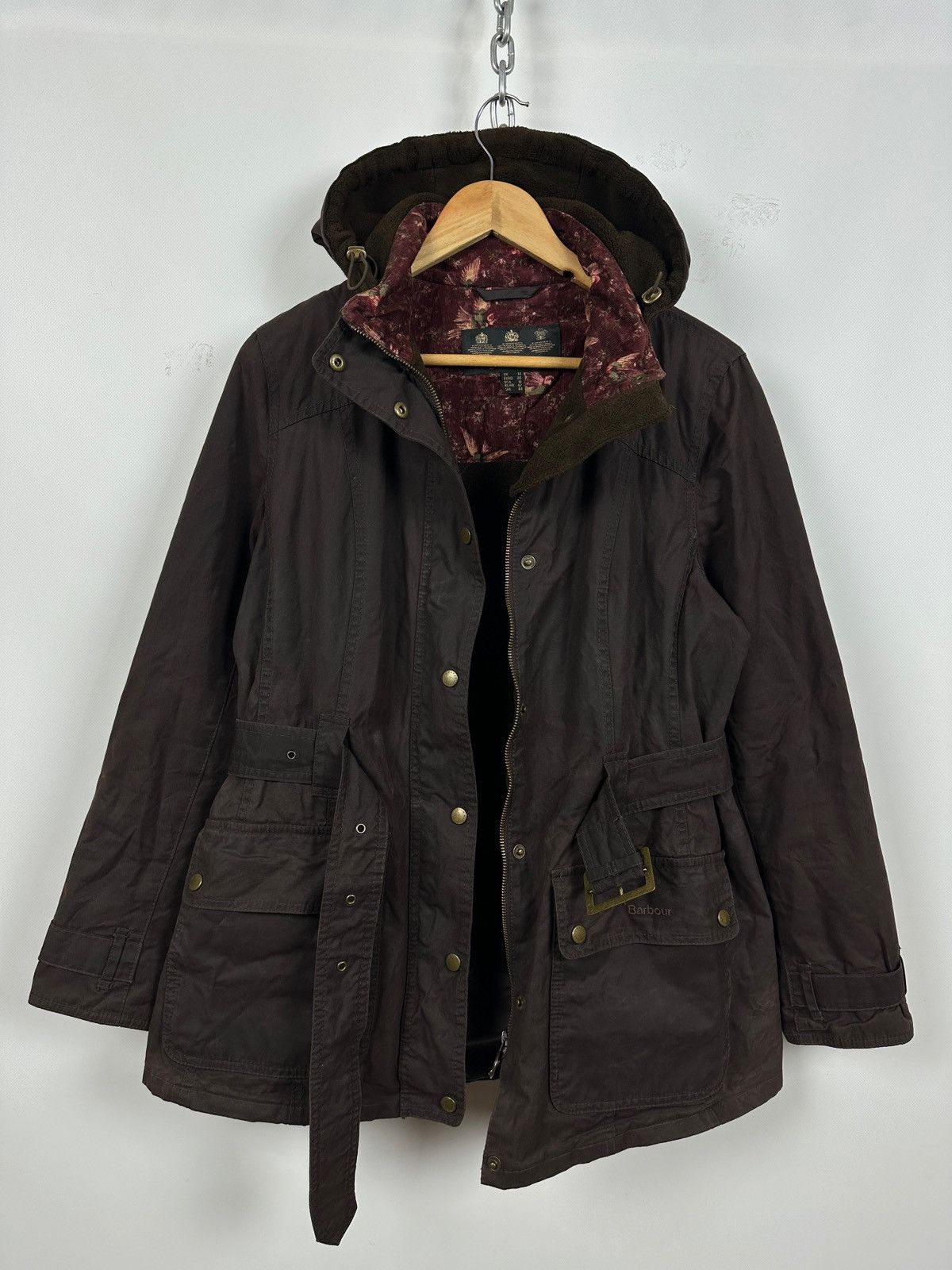 Barbour Barbour Brown Bird Art Bower Belted Waxed Coat Jacket Size L / US 10 / IT 46 - 3 Thumbnail