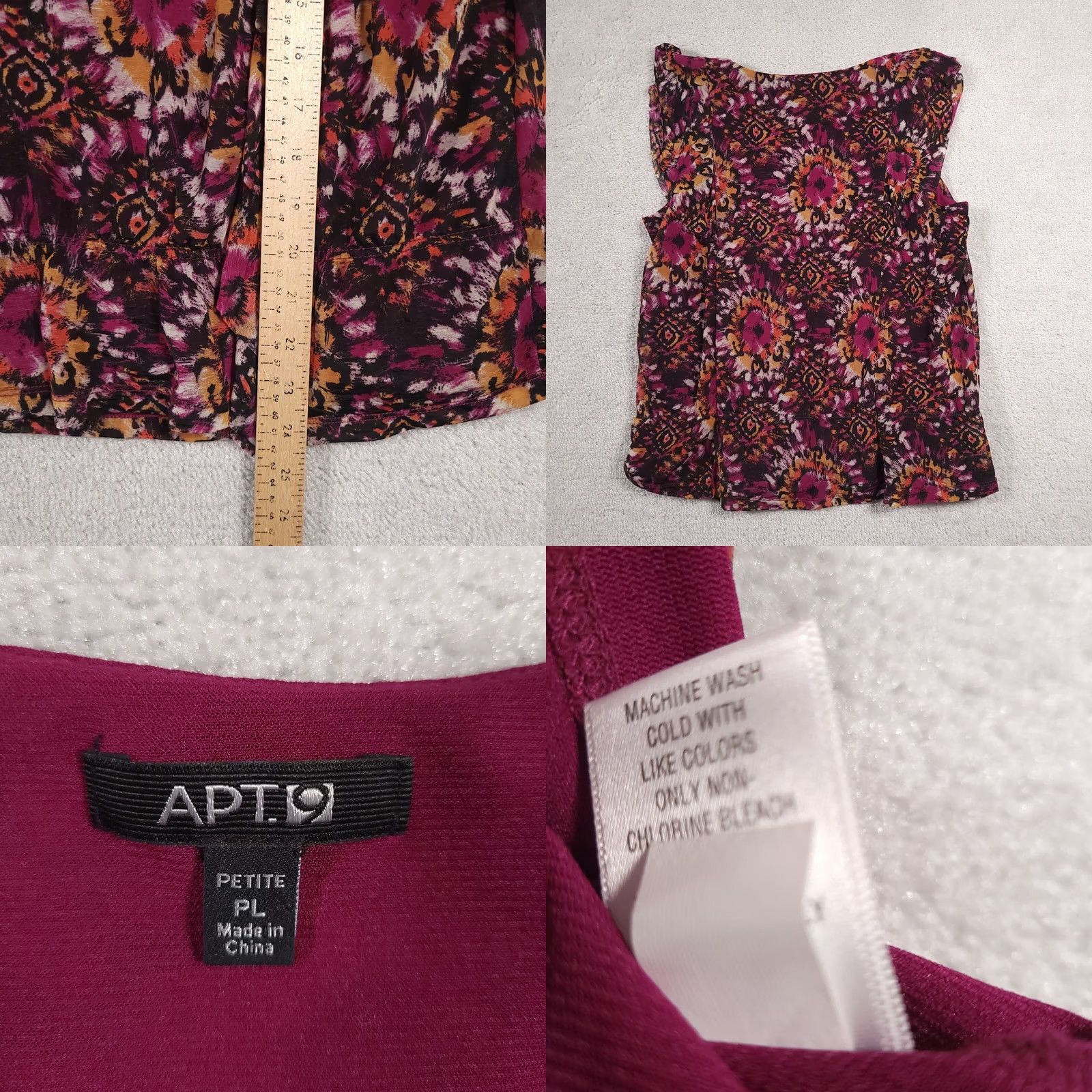 Apt. 9 Apt 9 Shirt Womens PL Petite Multicolored Print Sleeveless Tank Lined Boho Size L / US 10 / IT 46 - 8 Thumbnail
