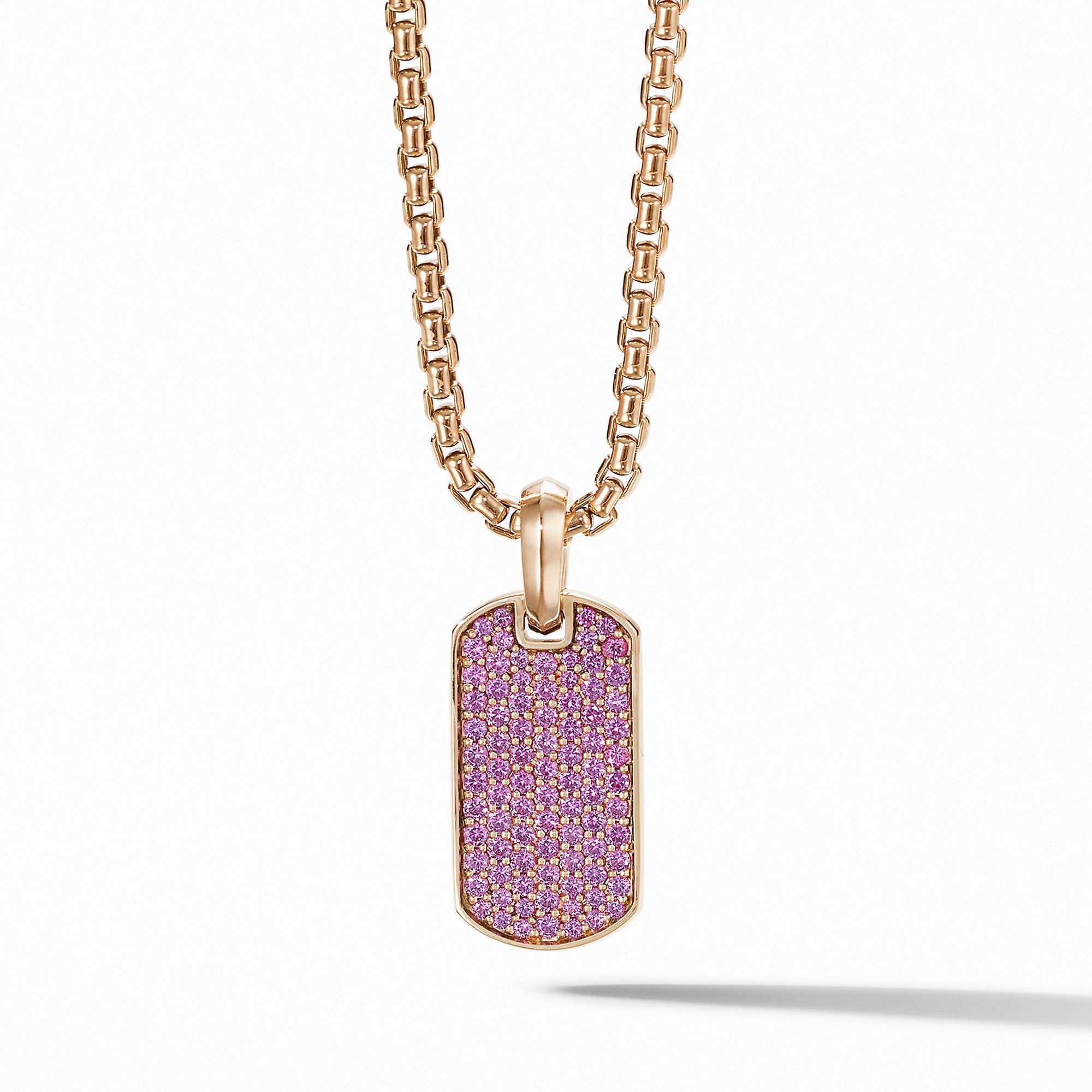 David Yurman o1w1db10525 D16644 Pave Tag in 18K Rose Gold with Sapphire Size ONE SIZE - 1 Thumbnail