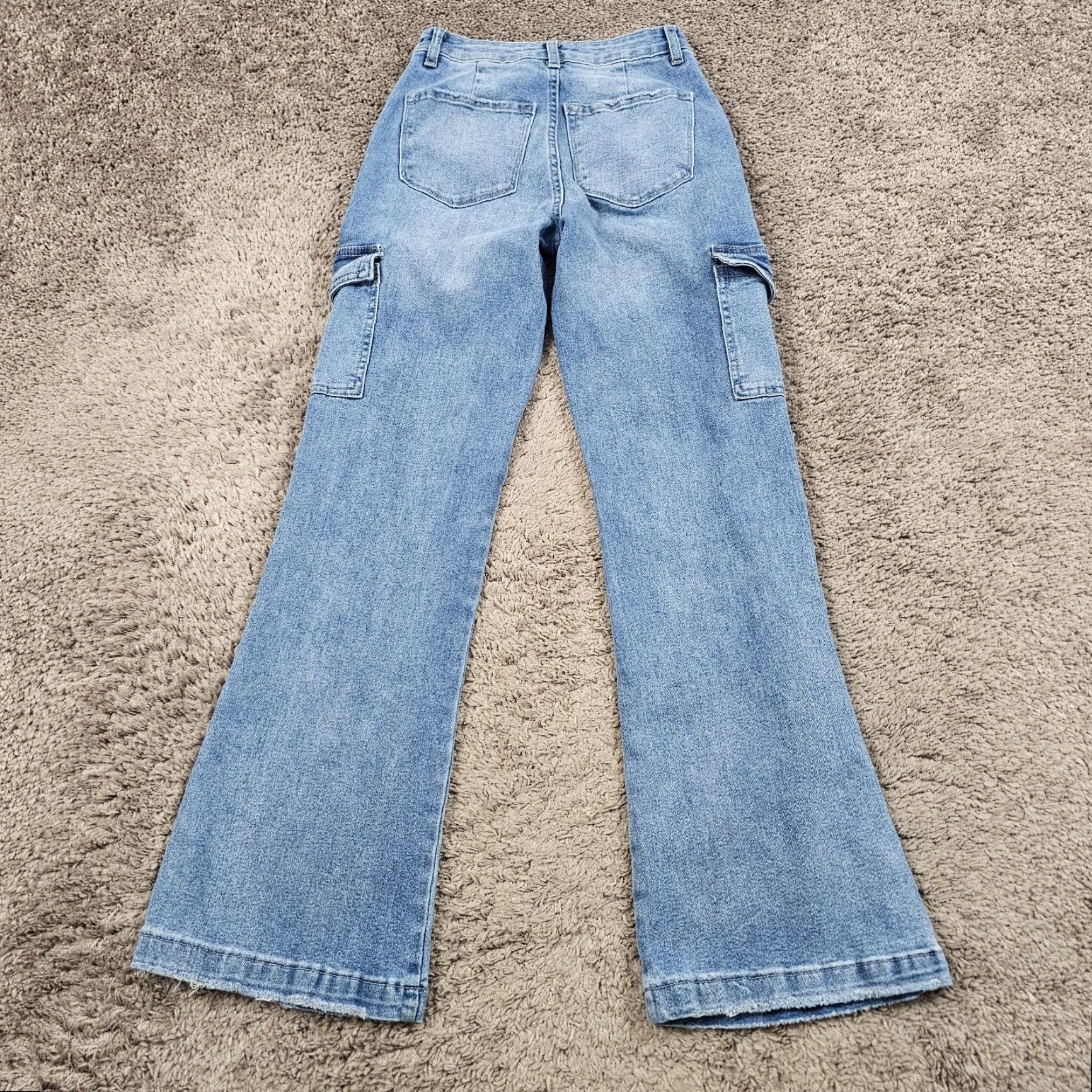 Vintage VINTAGE KanCan Women's Jeans Bootcut High Rise Cargo Light Wash 23x31 Denim Stretch Size 25" / US 0 / IT 36 - 7 Thumbnail