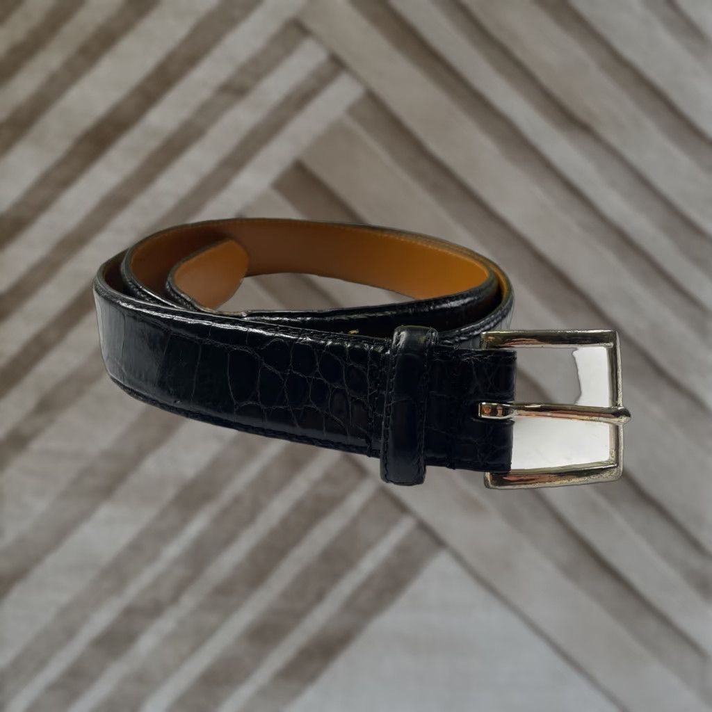 Polo Ralph Lauren Polo Ralph Lauren Belt Mens Dress Belt Leather Black 38 Croc Embossed Buckle Adjustable Vintage:No Size US M / EU 48-50 / 2 - 1 Thumbnail