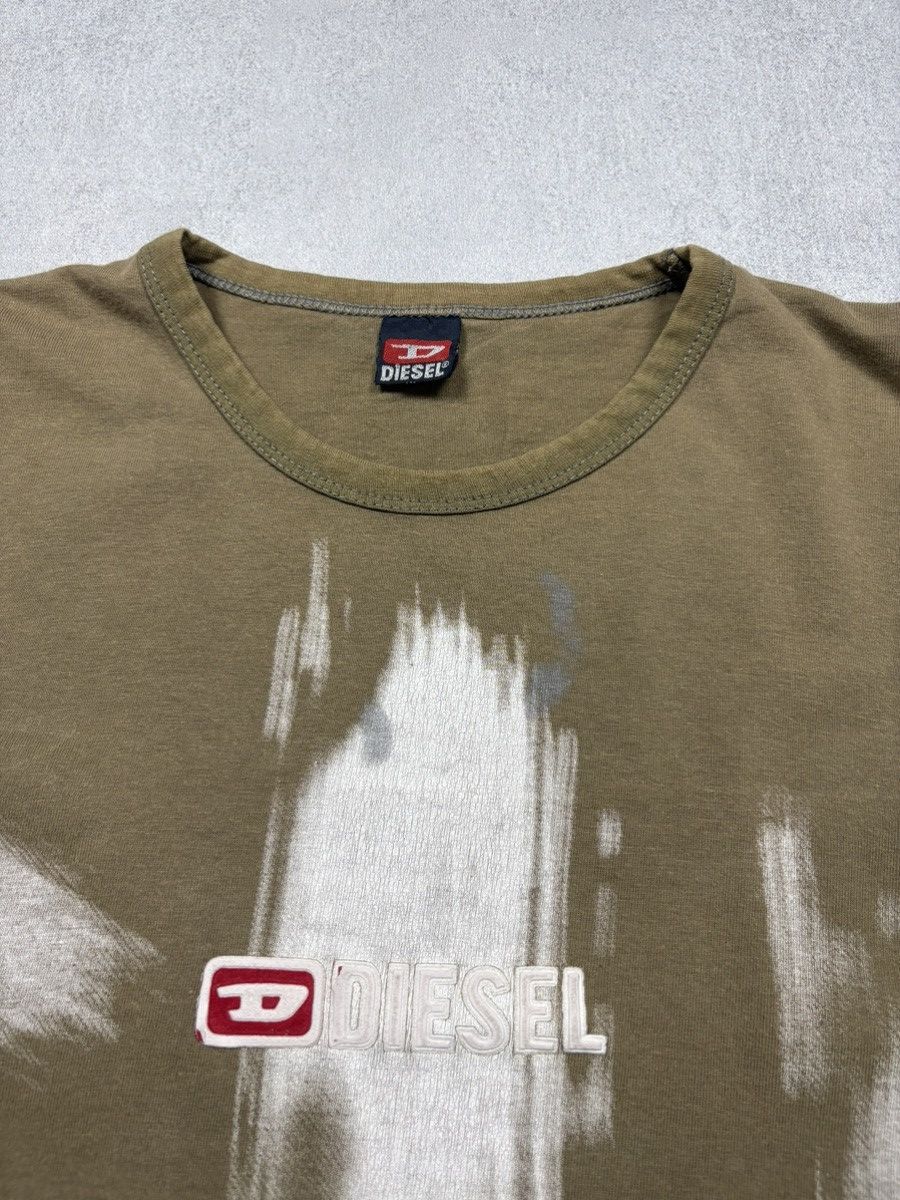Diesel Diesel 2000s Distressed Paint-Effect Olive Tee 3D Logo XL Size US XL / EU 56 / 4 - 6 Thumbnail