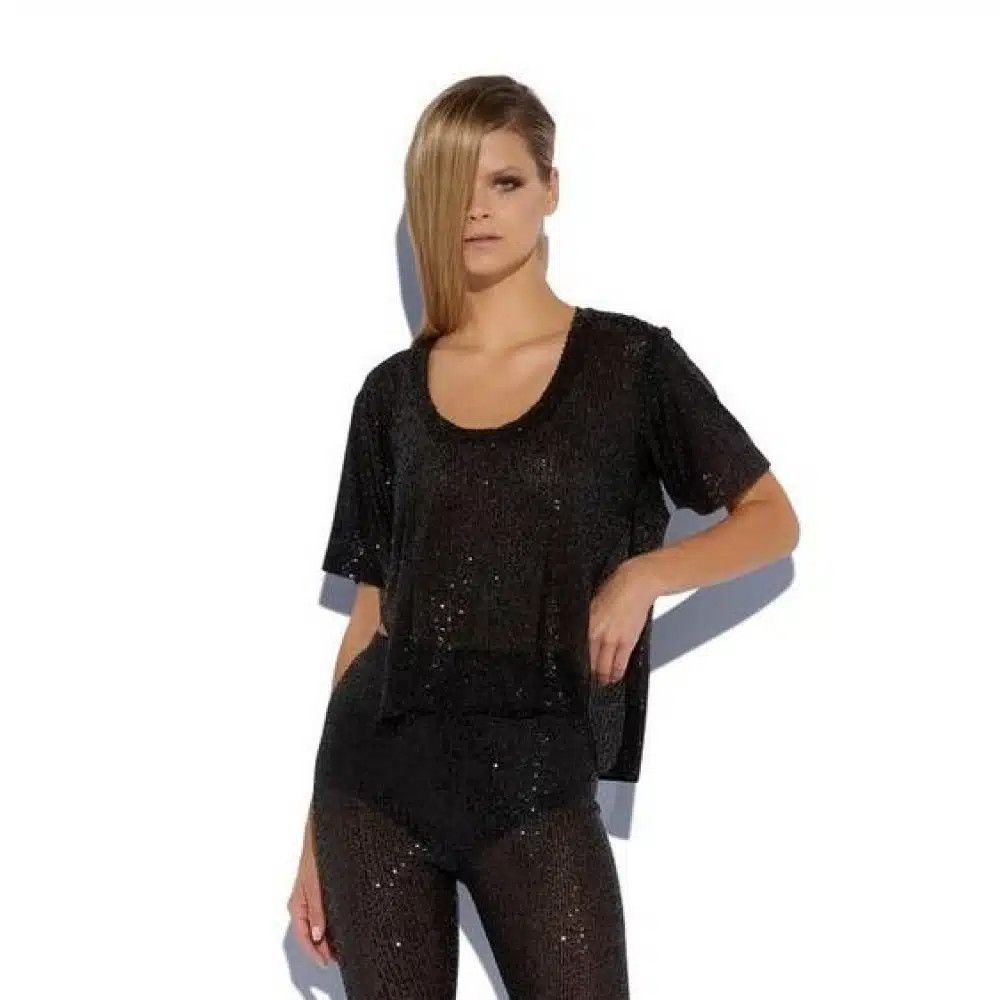Tom Ford o1loc1c0525 TS1988 Sequined T-Shirt in Black Size XS / US 0-2 / IT 36-38 - 2 Thumbnail