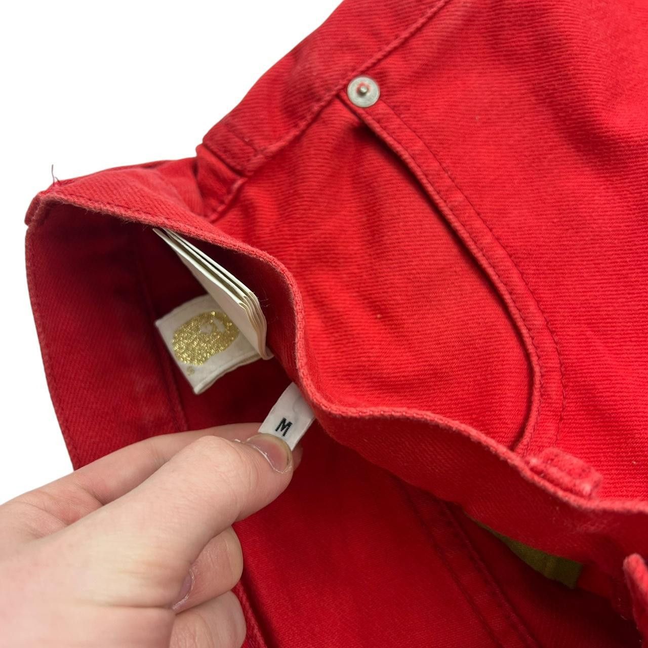 Bape Vintage Bape Embroidered Star Denim Red Shorts - Waist 34 Size US 34 / EU 50 - 6 Thumbnail