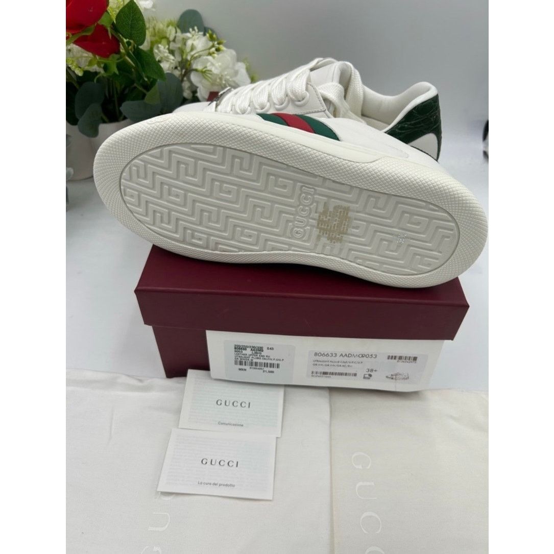Gucci Women's Gucci leather web stripe ace sneakers size 38.5 Size US 8.5 / IT 38.5 - 8 Thumbnail