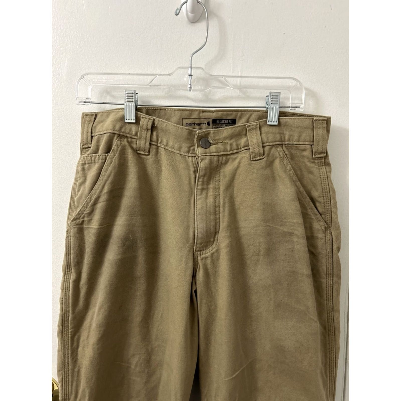Carhartt Carhartt Work Pants Mens 31x32 Tan Brown Rugged Flex Relaxed Fit Canvas BN2291-M Pants Mens Regular Brown Canvas Relaxed Fit Workwear Size US 31 - 2 Thumbnail
