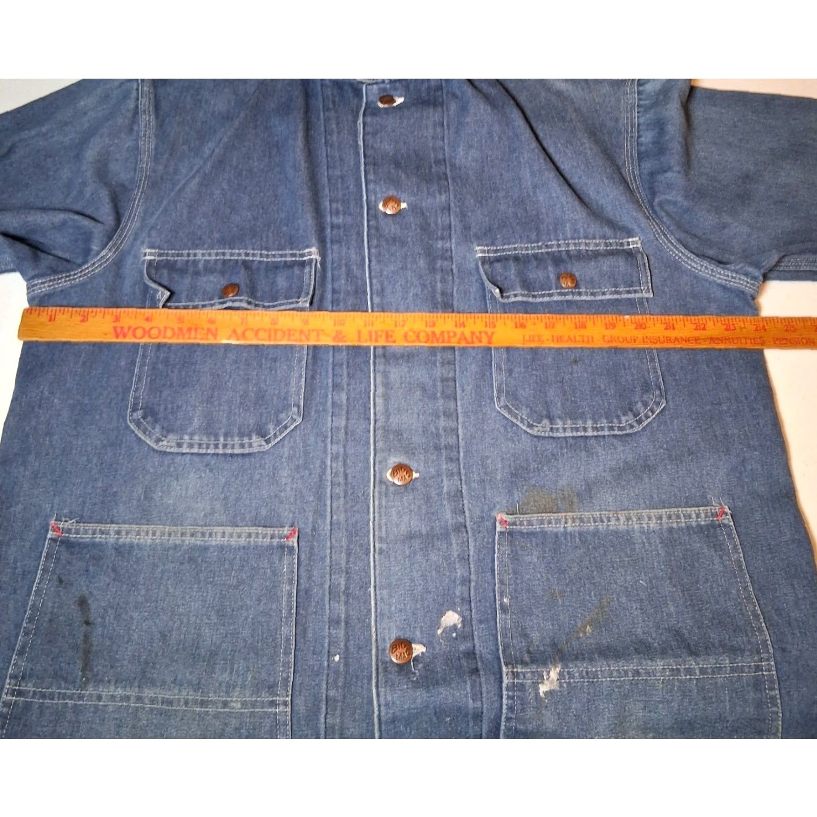 Vintage VINTAGE Big Mac Denim Jean Jacket Blue Chore Barn Work Workwear Utility READ Jacket Men L Blue Denim Casual Workwear fall spring winter 90s? Size US 33 - 3 Thumbnail