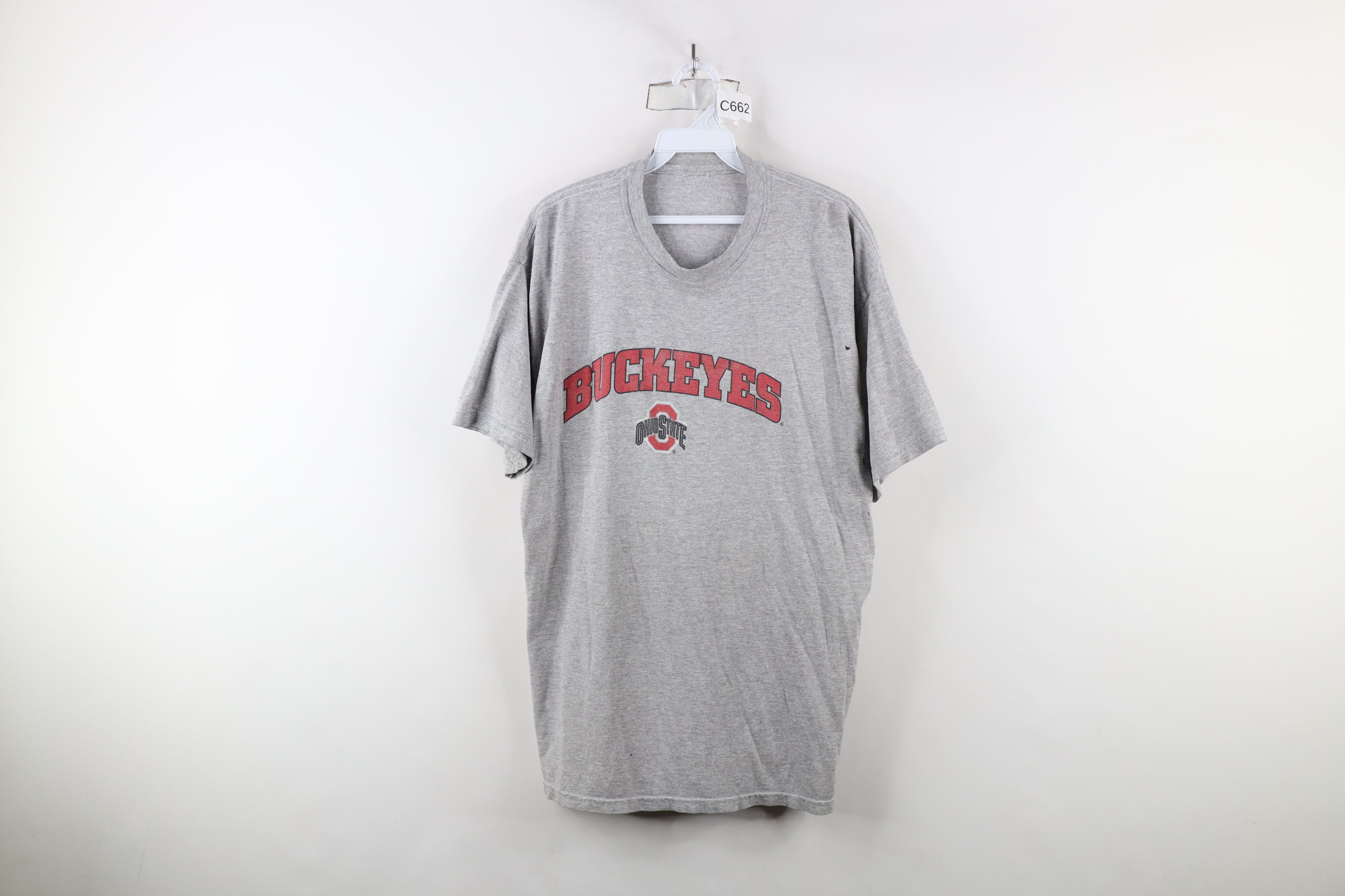 Vintage Vintage 90s Spell Out Ohio State University T-Shirt Gray Size US L / EU 52-54 / 3 - 1 Thumbnail