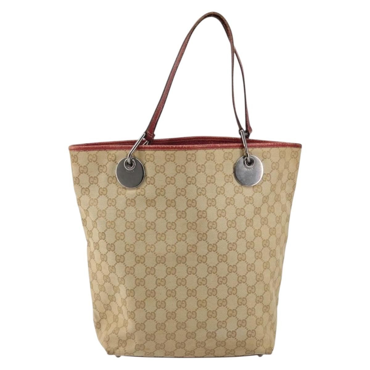 Gucci GUCCI GG Canvas Tote Bag Beige Silver Size ONE SIZE - 2 Thumbnail