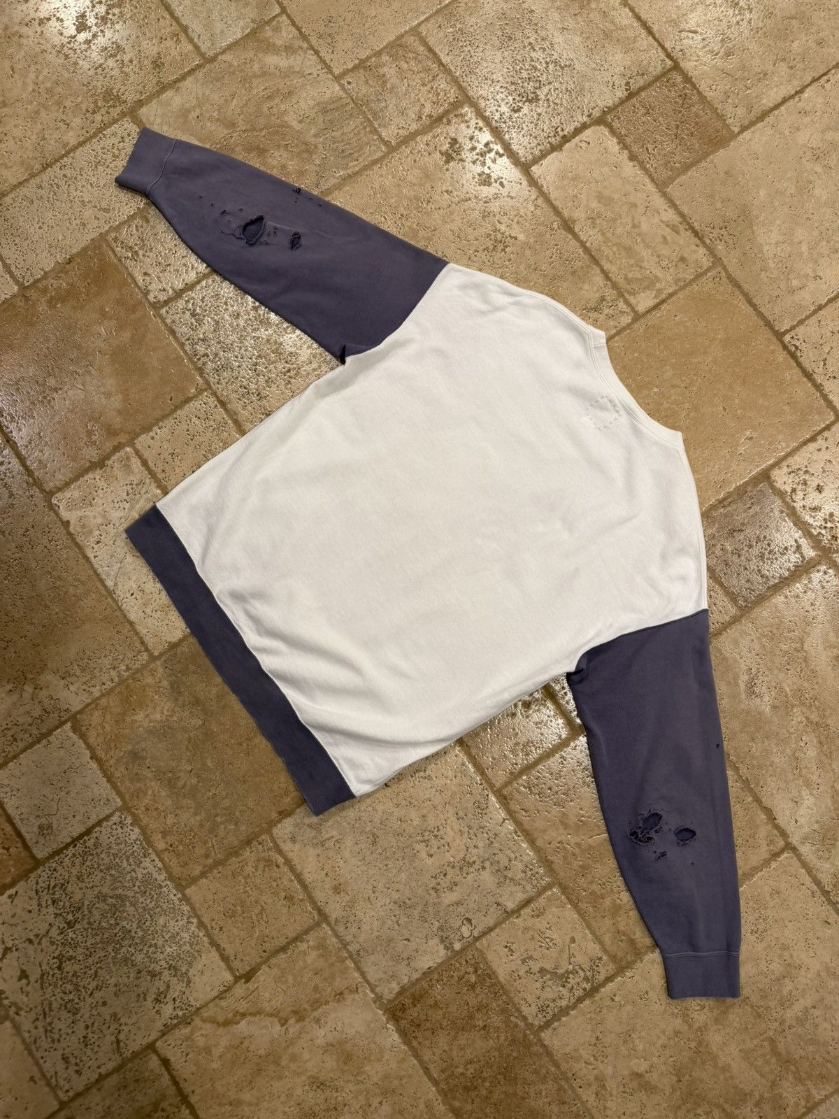 Visvim Visvim SS20 White/Purple Jumbo Crash Distres Sweat L/S Shirt Size US XL / EU 56 / 4 - 12 Thumbnail