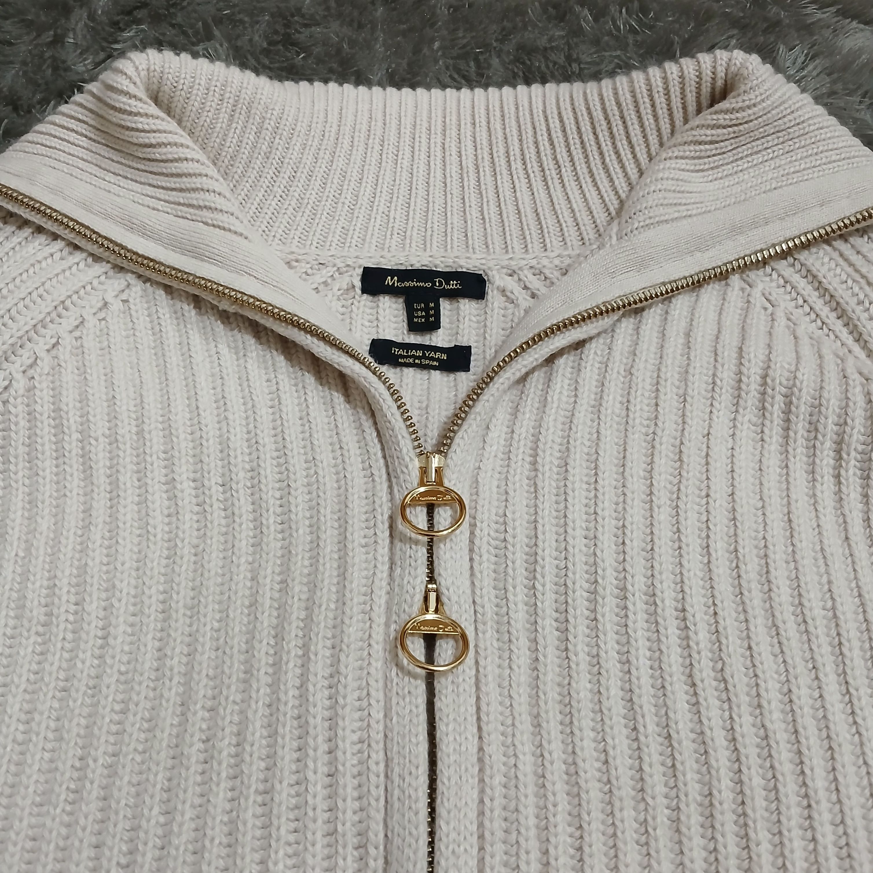 Massimo Dutti Massimo Dutti Double Zipper Knit Cream Sweater Size M / US 6-8 / IT 42-44 - 5 Thumbnail