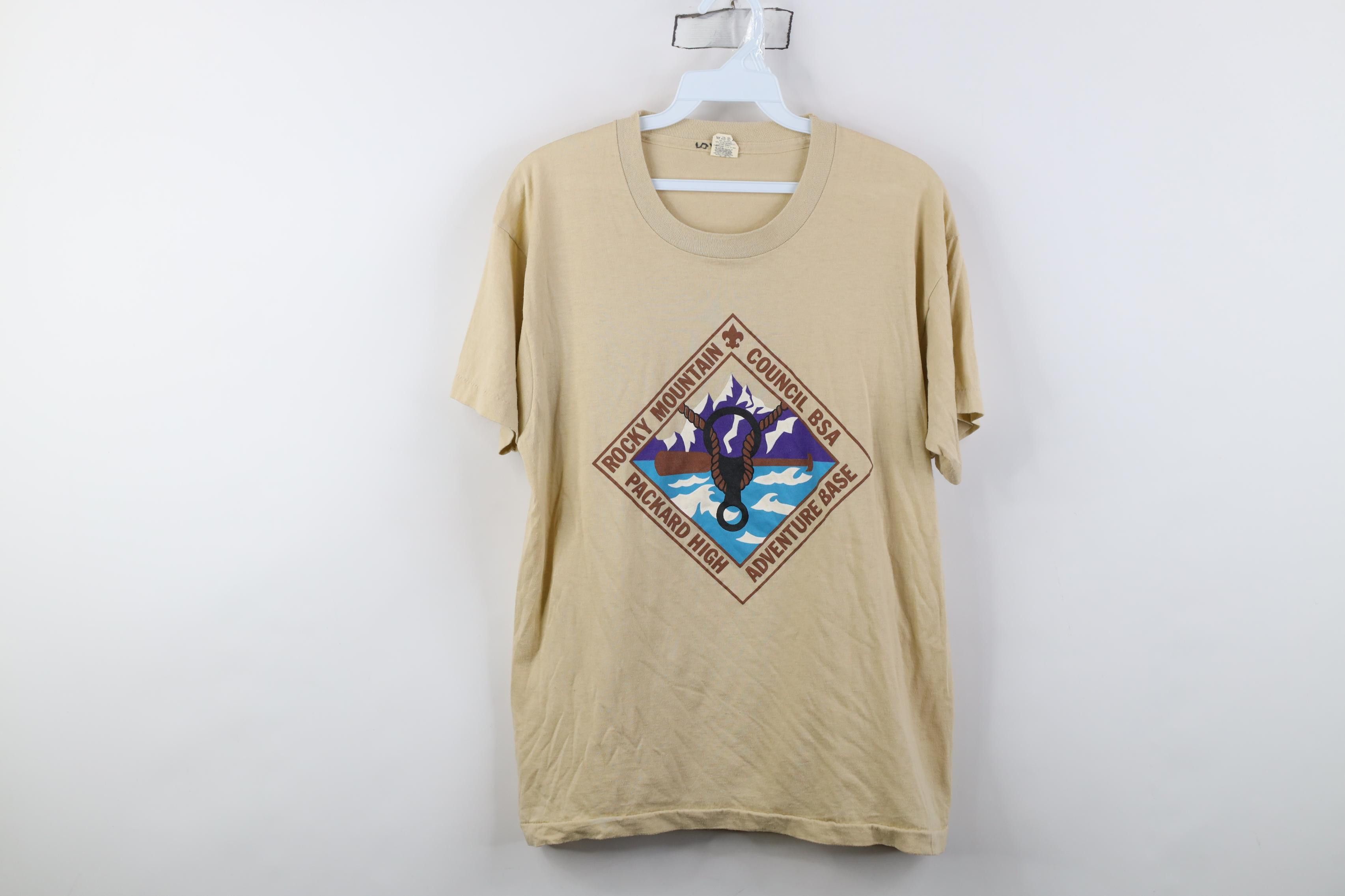 Vintage Vintage 80s Boy Scouts of America Rocky Mountain T-Shirt Size US L / EU 52-54 / 3 - 1 Thumbnail