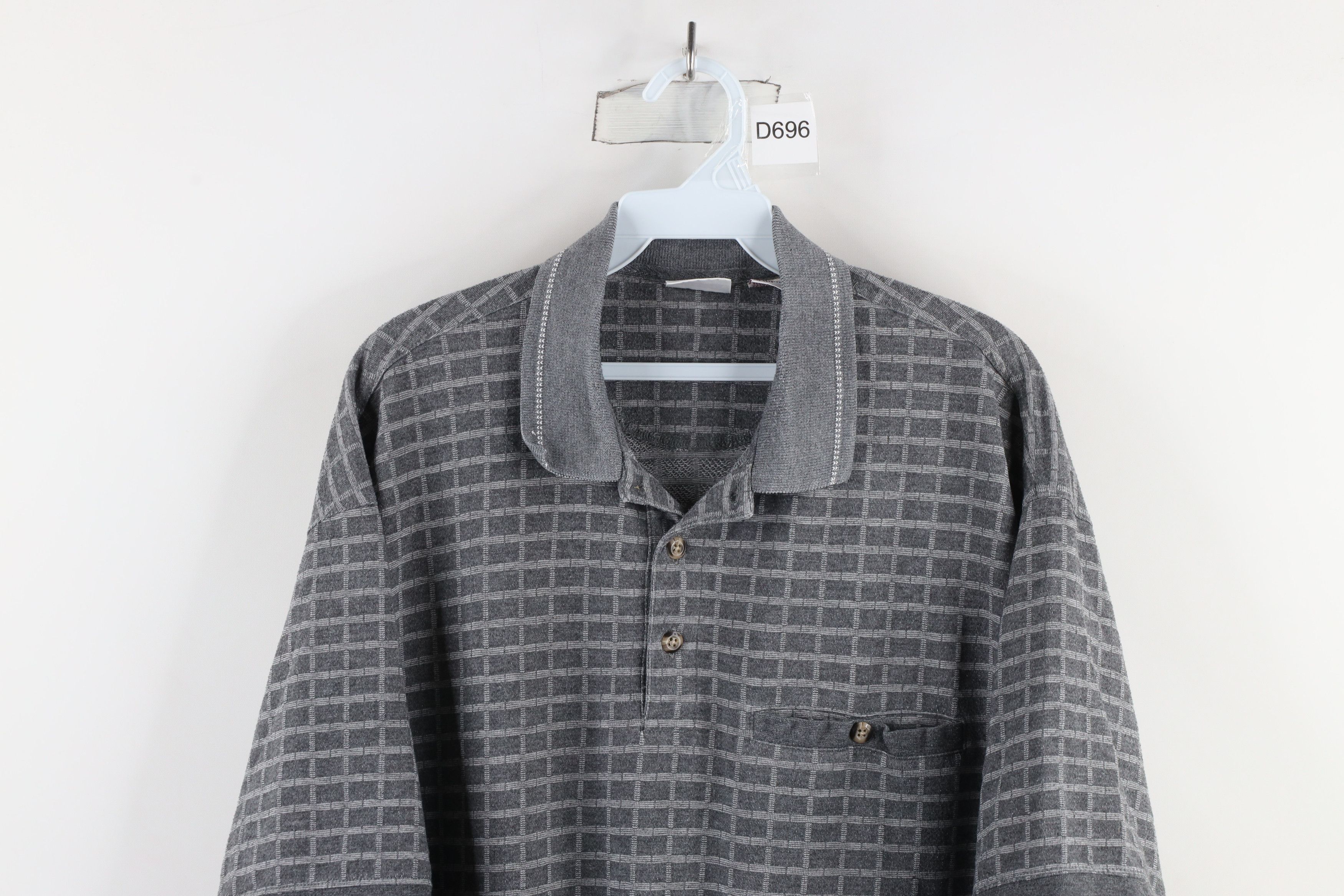 Vintage Vintage 90s Streetwear Checkered Pullover Polo Shirt Gray Size US M / EU 48-50 / 2 - 2 Thumbnail