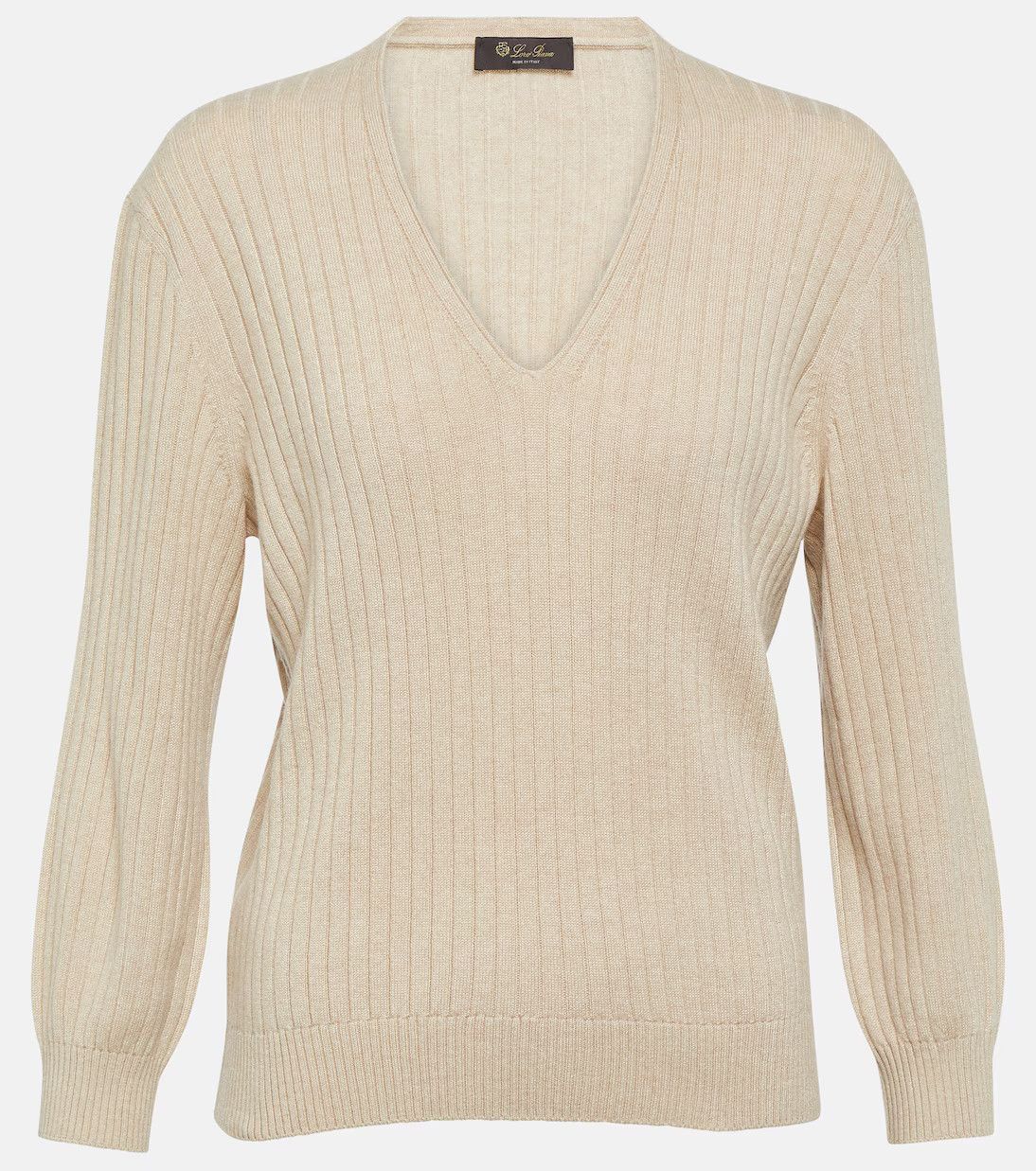 Loro Piana o1w1db10724 Maras Cashmere V-Neck Sweater in Beige Size M / US 6-8 / IT 42-44 - 1 Thumbnail