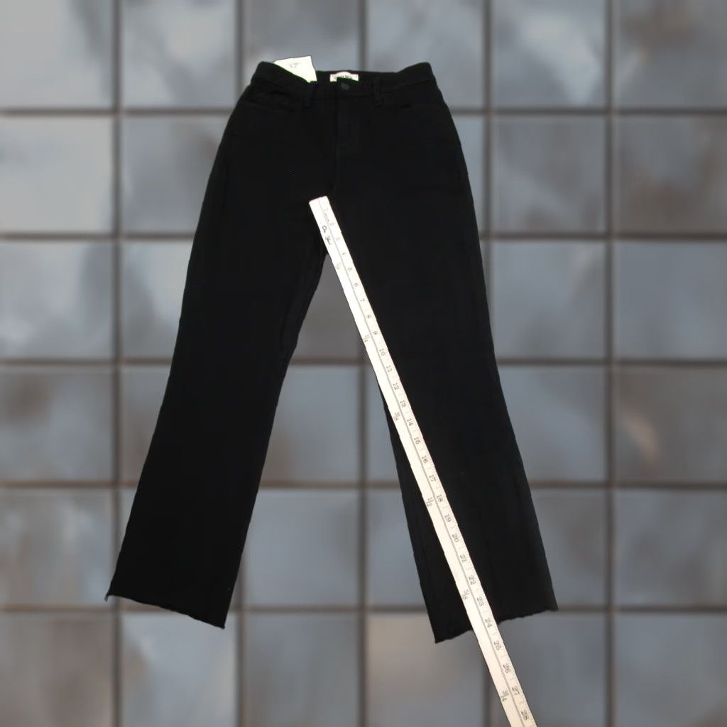 L'AGENCE L'Agence Jeans Womens 23 Black Sada Cropped Slim Raw Hem High Rise Stretch Denim Size 40" / US 18 - 1 Thumbnail