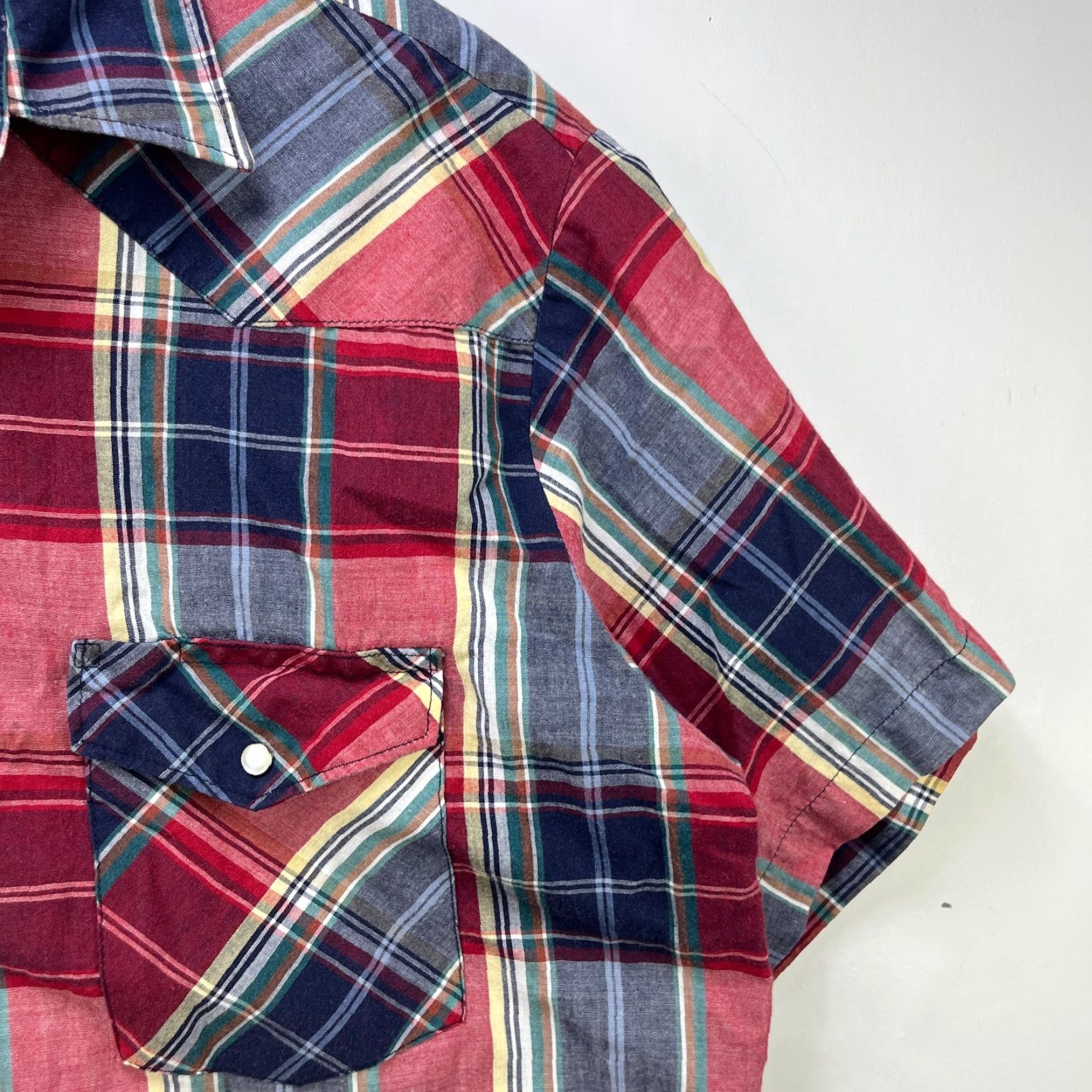 Wrangler VINTAGE Wrangler Pro Snap Short Sleeve Western Plaid Shirt L Size US L / EU 52-54 / 3 - 3 Thumbnail