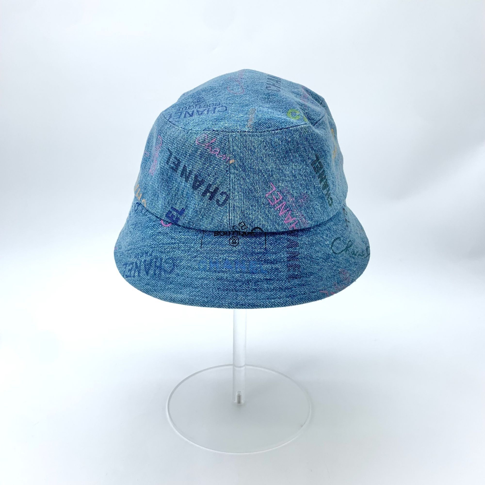 Chanel Chanel Blue Logo Printed Cotton Bucket Hat Size M Size ONE SIZE - 6 Thumbnail