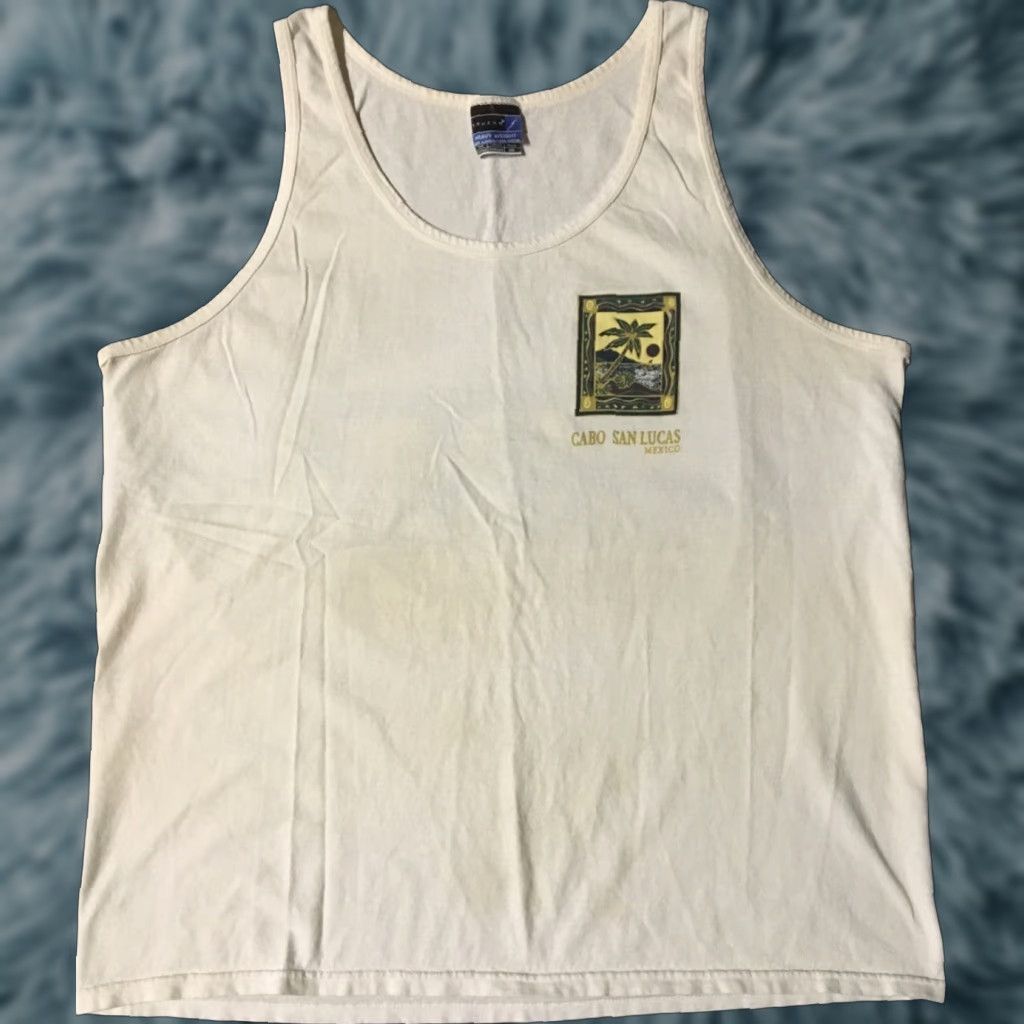 Vintage VINTAGE Cabo San Lucas Mexico 90s Tank Top Shirt XL White Beach Tropical Grunge 80s Size US XL / EU 56 / 4 - 1 Thumbnail