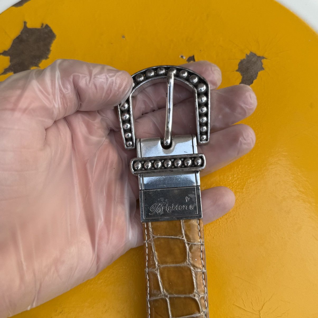 Brighton × Vintage Vintage Brighton Women’s Leather Belt Studded Buckle Western Size ONE SIZE - 3 Thumbnail