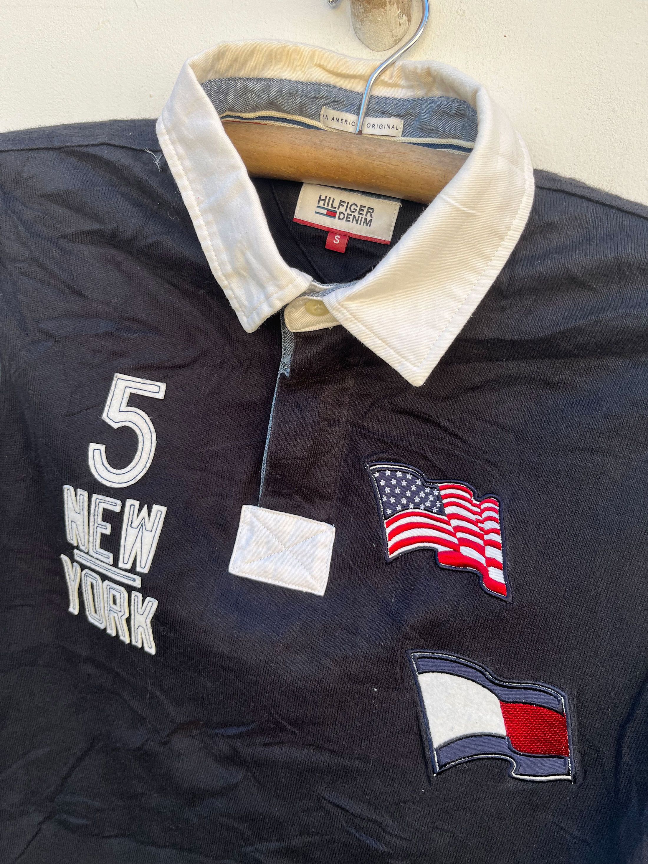 Designer × Tommy Hilfiger HIlfiger Denim Striped Sleece Long Sleeve Rugby Polos Size US S / EU 44-46 / 1 - 2 Thumbnail