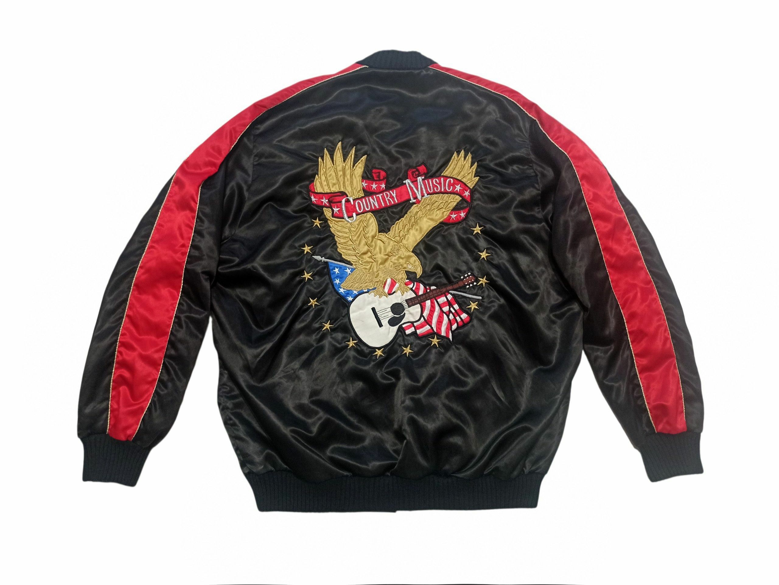 Other Johnny Cash Vintage 80s Gold Star Satin Bomber Jacket Size US XL / EU 56 / 4 - 1 Thumbnail