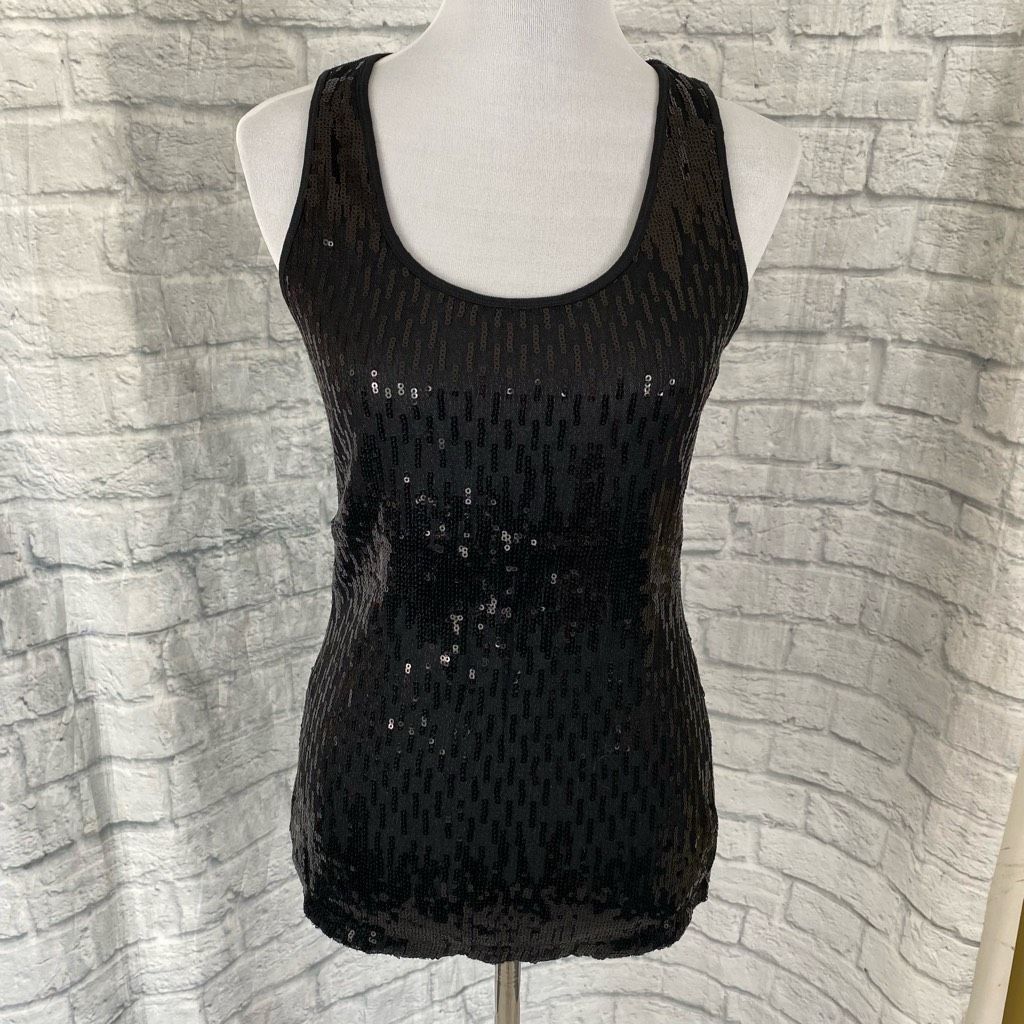 Express Express women M black sequin front ribbed tank top Size M / US 6-8 / IT 42-44 - 1 Thumbnail
