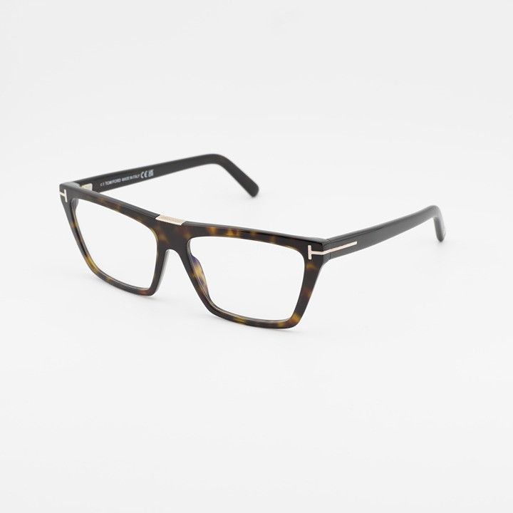 Tom Ford Tom Ford FT5912-B 052 Eyeglasses Havana 57mm Rectangle Frame Size ONE SIZE - 1 Thumbnail