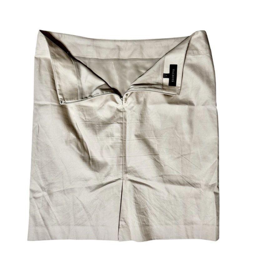 Talbots Talbots Neutral Taupe Stretch Cotton Pencil Skirt – Size 12 Size 34" / US 12 / IT 48 - 3 Thumbnail