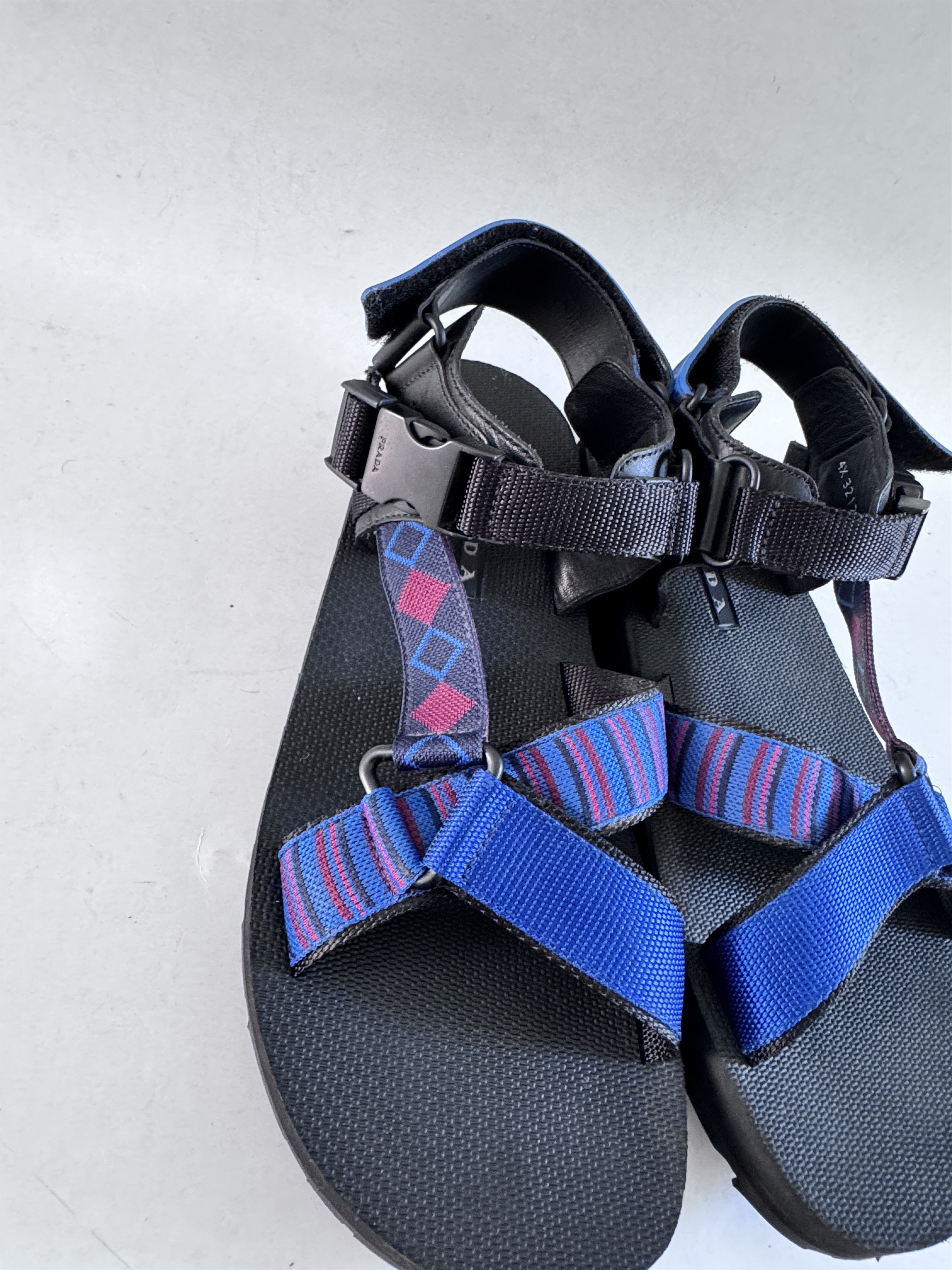 Prada PRADA Black Purple Blue Leather Synthetic Sandals 4X3212 Size US 8 / EU 41 - 7 Thumbnail