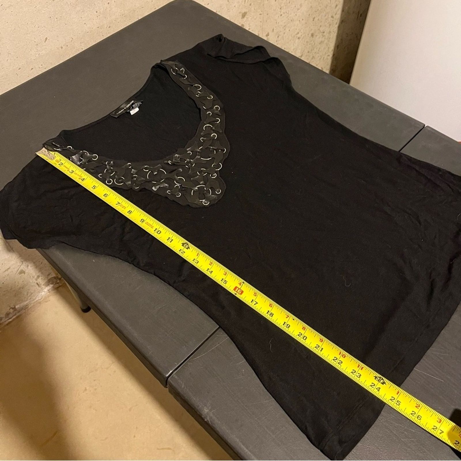 Other Cable & Gauge L Black Silver Ring Vneck Short Sleeve Top Size L / US 10 / IT 46 - 6 Thumbnail