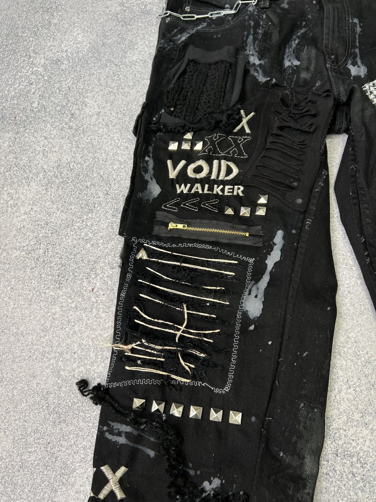 Designer × Japanese Brand × Vintage Vintage punk rock goth emo metal dark ripped crazy jeans Size US 40 / EU 56 - 10 Thumbnail