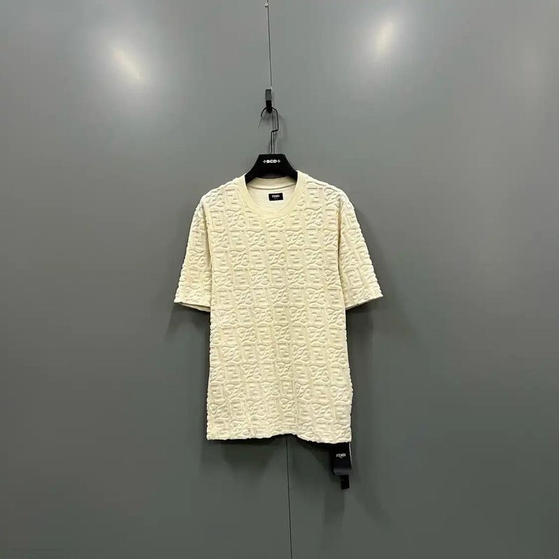 Fendi Fendi Summer Beige Cotton FLOGO Short Sleeve Tee 0089 Size US S / EU 44-46 / 1 - 1 Thumbnail