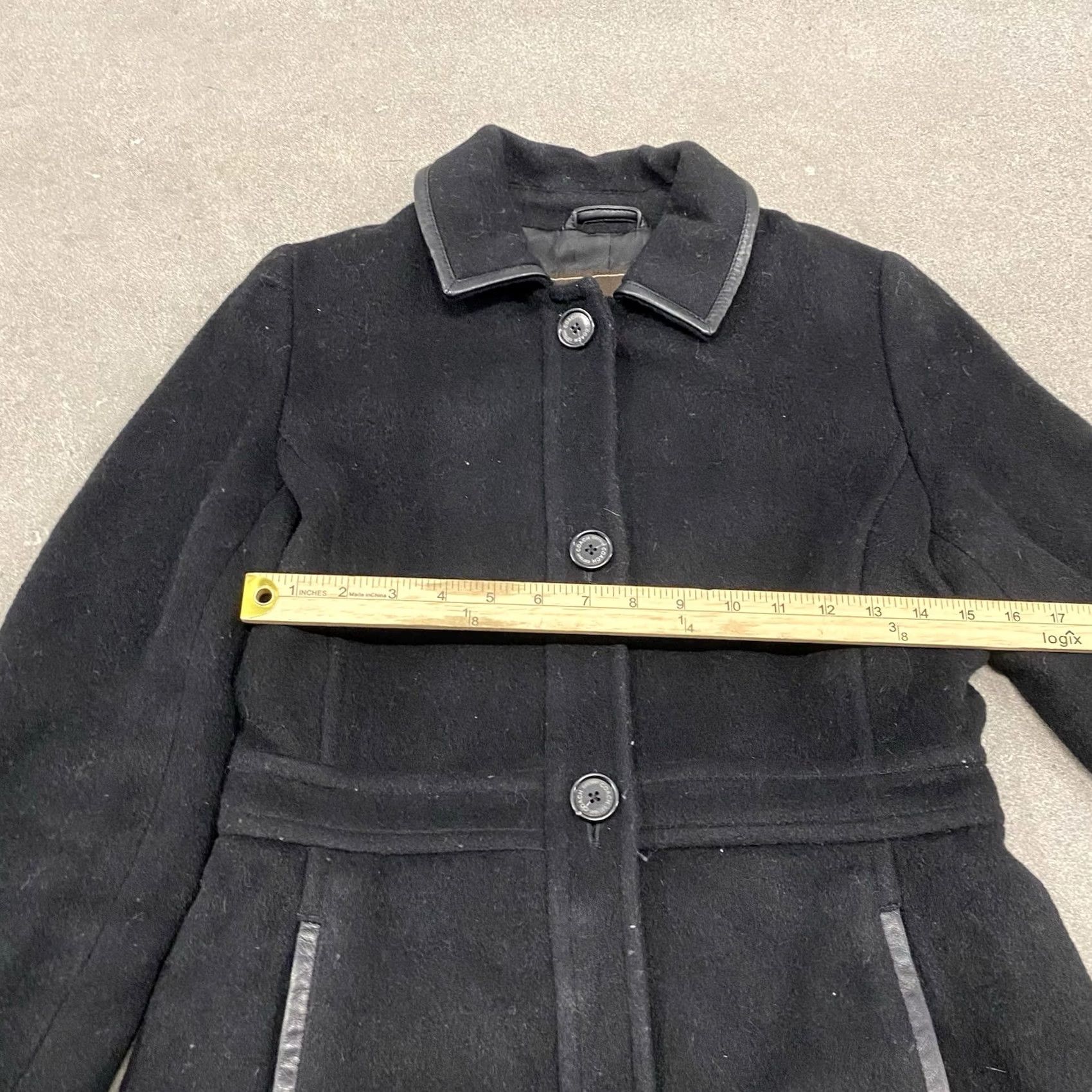 Coach Coach Womens Coat Jacket Wool Button Up Trench Black S Wool Blend Button Front Lined Pockets Regular Size: S Womens Size S / US 4 / IT 40 - 5 Thumbnail