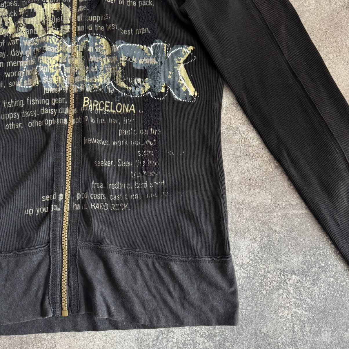 Hard Rock Cafe × Vintage Hard Rock Cafe Y2K Vintage Grunge Gothic Ribbed Zip Hoodie Size M / US 6-8 / IT 42-44 - 7 Thumbnail