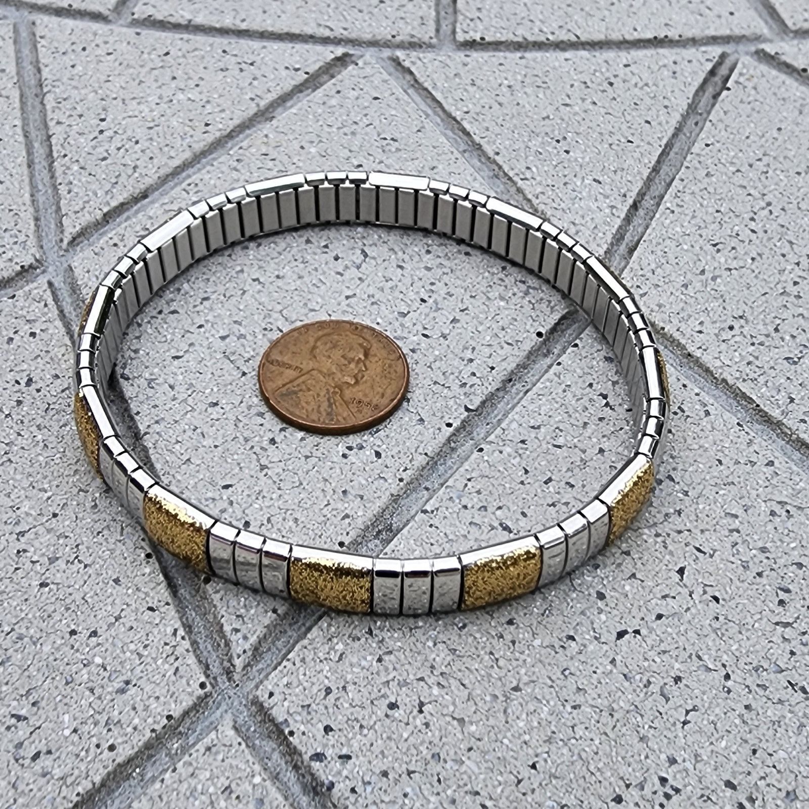 Designer Milor Polished Glitter Stainless Steel Stretch Link Bracelet Size ONE SIZE - 3 Thumbnail