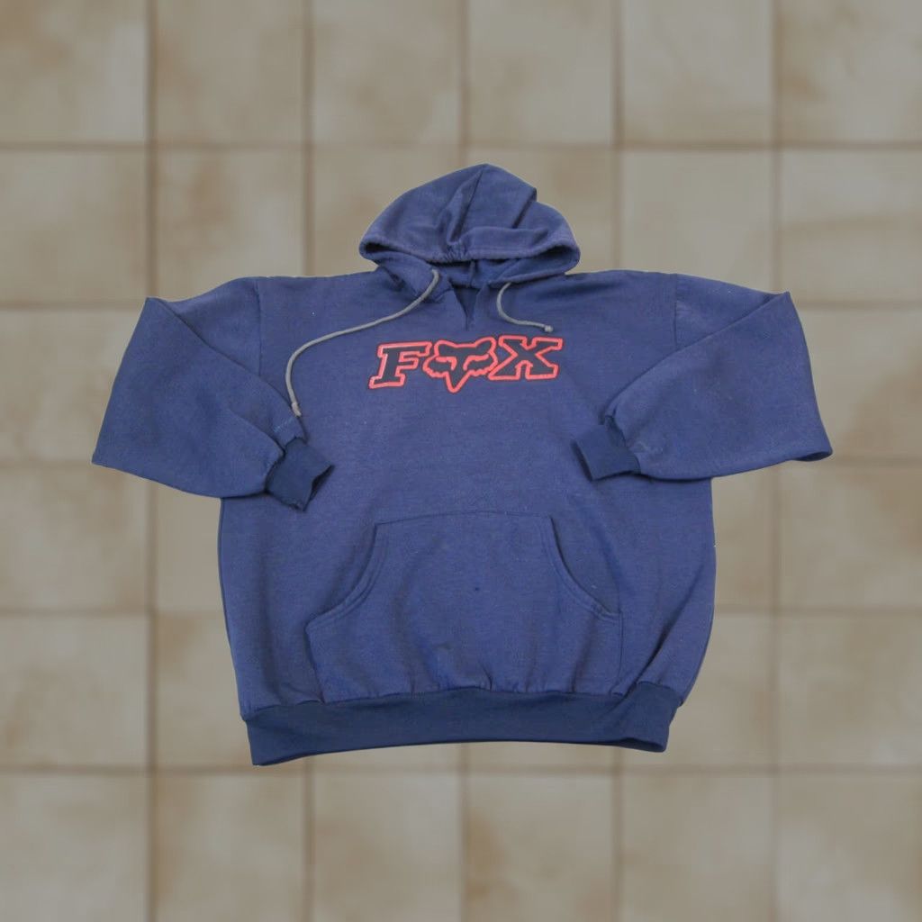 Vintage Fox Racing Hoodie Mens XL Blue Sweatshirt Biker Pullover Hooded Pockets Logo" Size US XL / EU 56 / 4 - 1 Thumbnail
