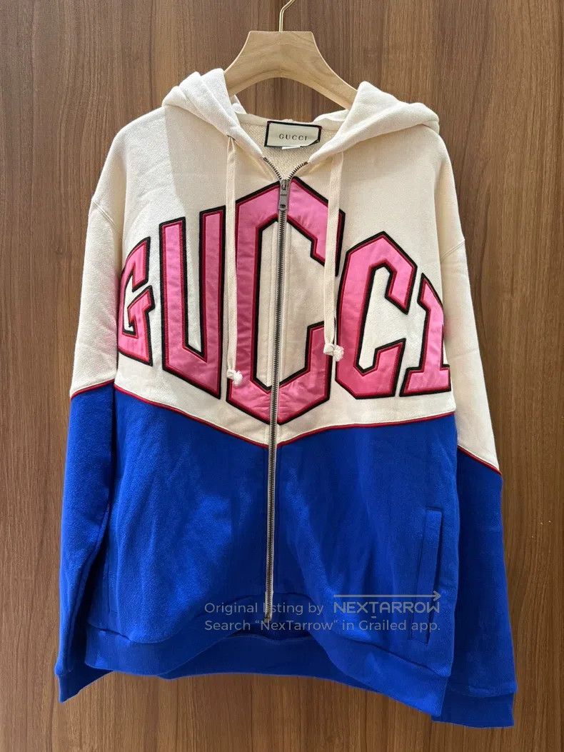 Gucci Gucci Large logo colour-blocked hooded zipper sweatshirt j Size US M / EU 48-50 / 2 - 1 Thumbnail