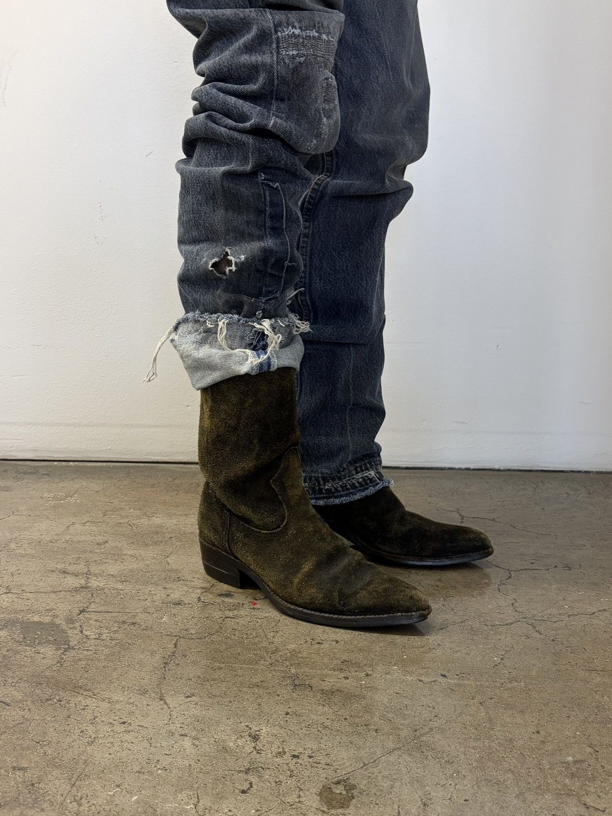 Vintage Vintage SAINT LAURENT REF Rough Out Suede Cowboy Boots 70’s Size US 7.5 / EU 40-41 - 9 Thumbnail