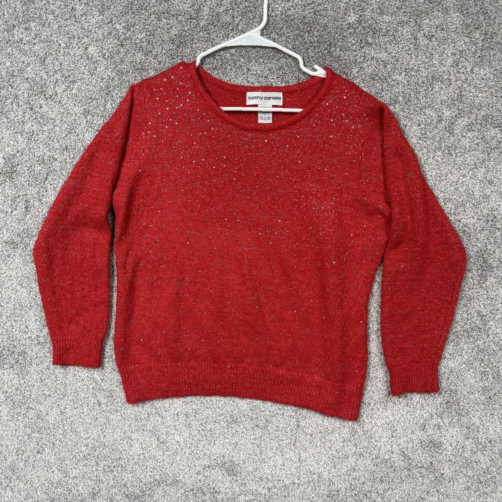 Vintage VTG Cathy Daniels Sweater Womens L Red Glitter Knit Scarf Set Holiday Chic 90s Vintage 90s Gothic Size L / US 10 / IT 46 - 2 Thumbnail