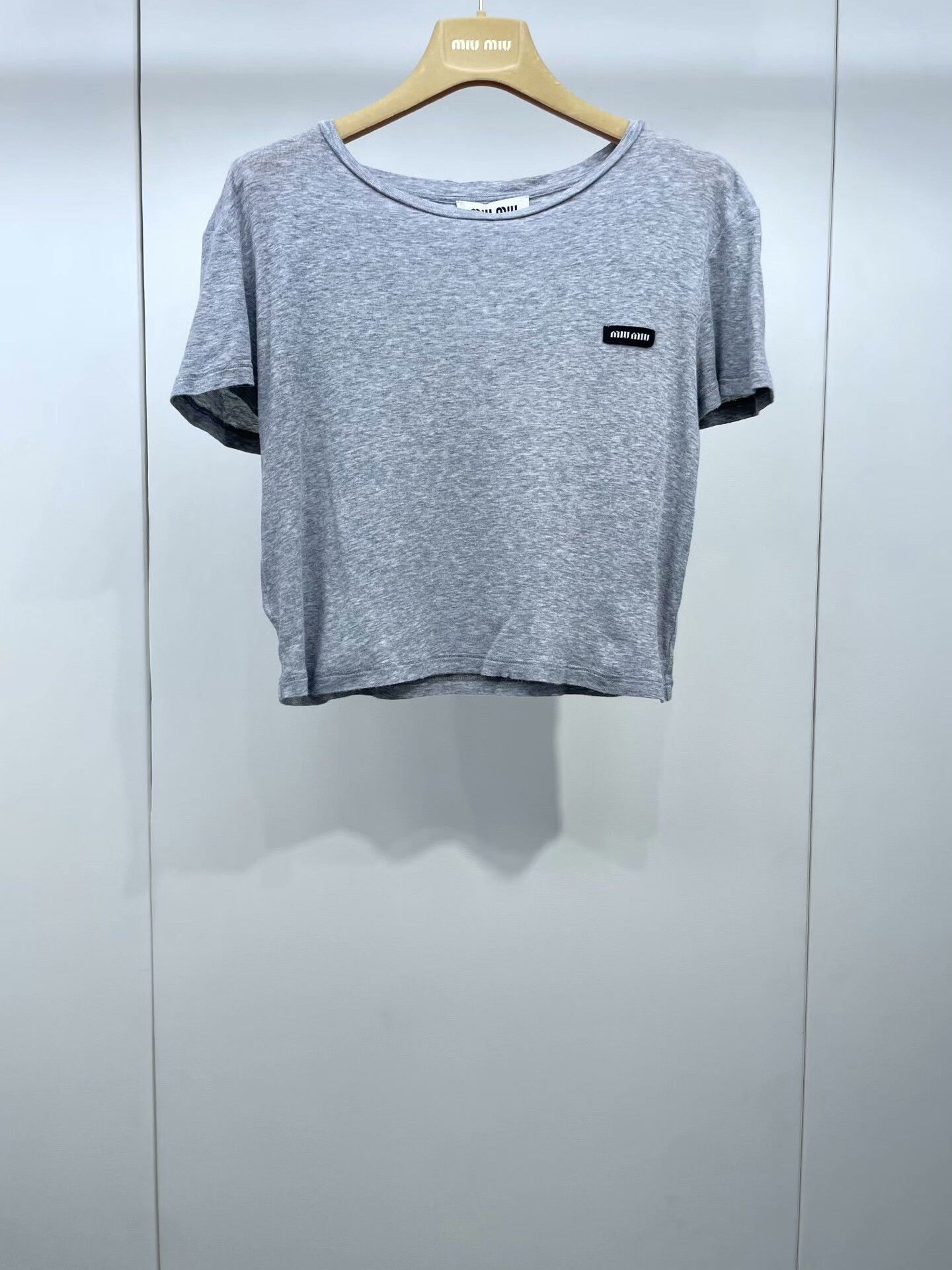 Miu Miu Miu Miu 2024 Spring Gray Short-Sleeve T-Shirt Size XS / US 0-2 / IT 36-38 - 1 Thumbnail