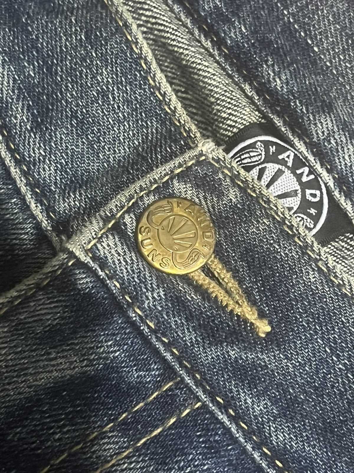 Japanese Brand Vintage And Suns Trust No One Sashiko Blue Whisker Jeans Size US 30 / EU 46 - 5 Thumbnail