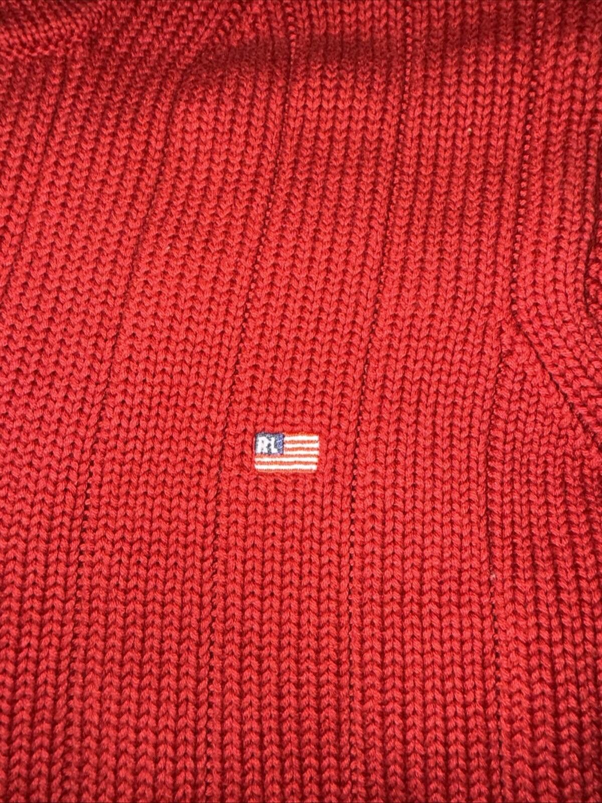 Polo Ralph Lauren Vintage Polo Ralph Lauren Sweater 1/4 Zip Knit American Flag Size US XL / EU 56 / 4 - 3 Thumbnail