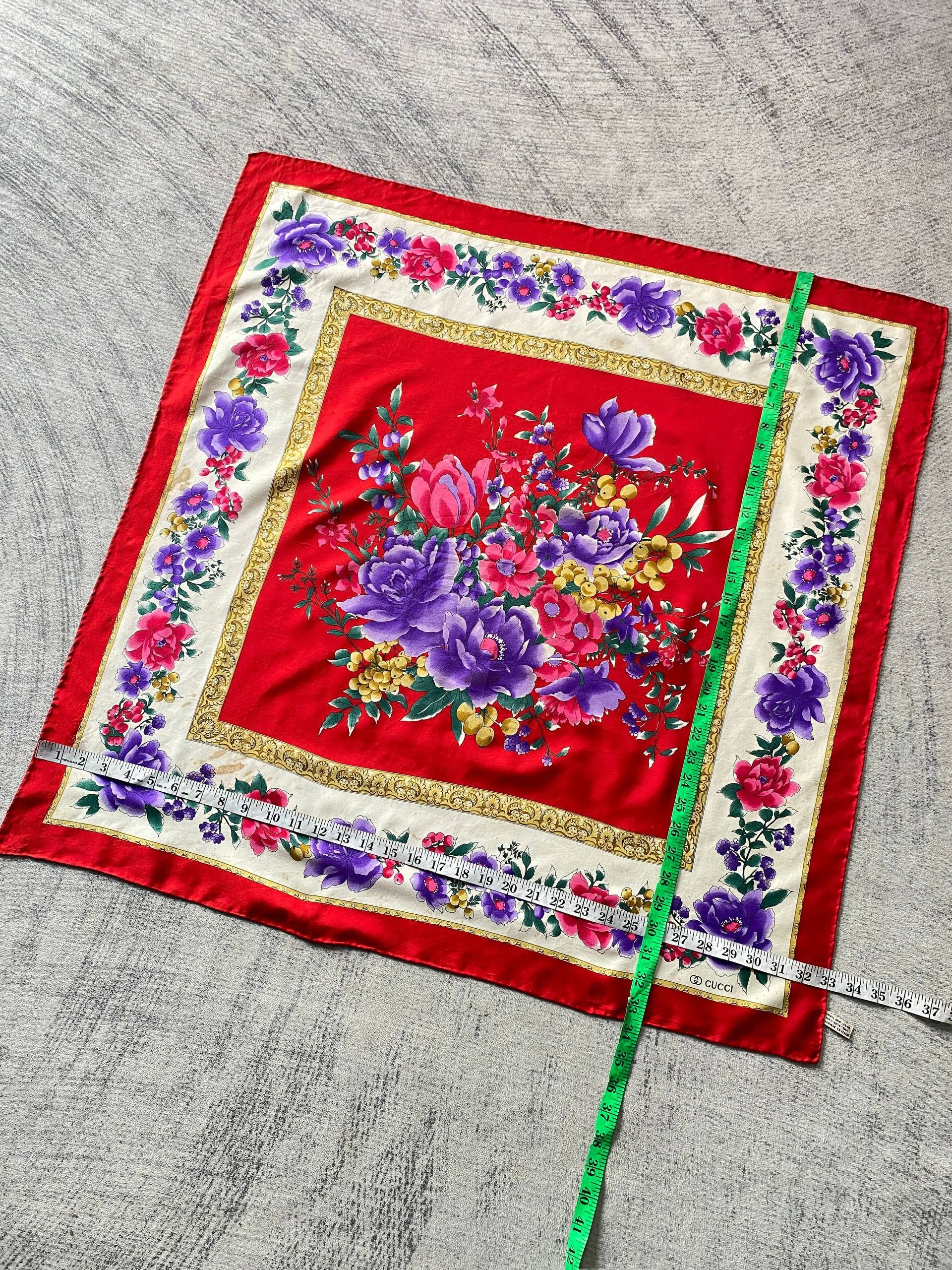 Gucci Vintage Gucci Floral Silk Scarf Size ONE SIZE - 15 Thumbnail
