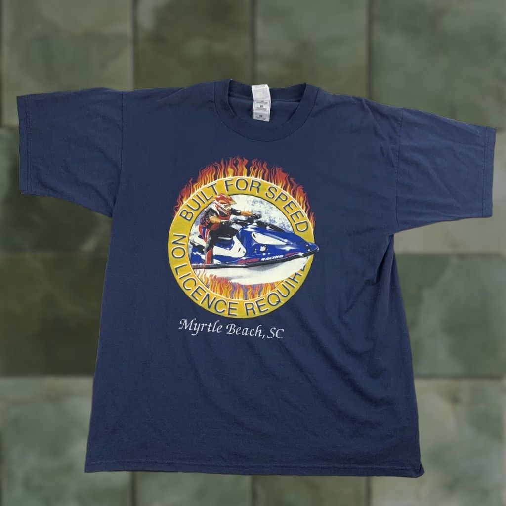 Fruit Of The Loom VINTAGE Jet Ski Shirt Adult XL Blue Built For Speed 90s Flames USA Mens Size US XL / EU 56 / 4 - 1 Thumbnail