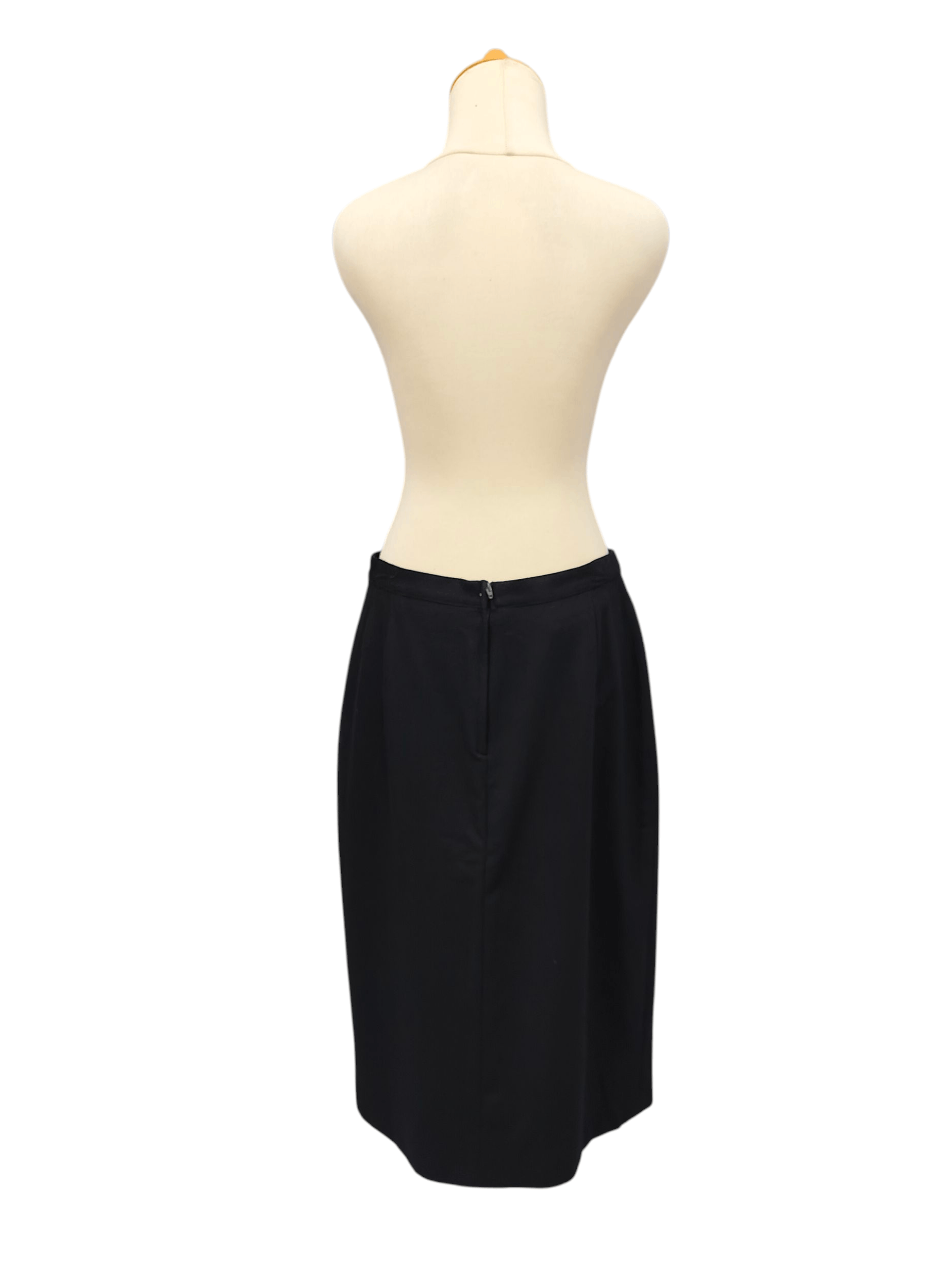 Vintage 90s Roccobarocco🇮🇹 Tailored Draped Silhouette Wool Skirt Size 31" - 3 Thumbnail